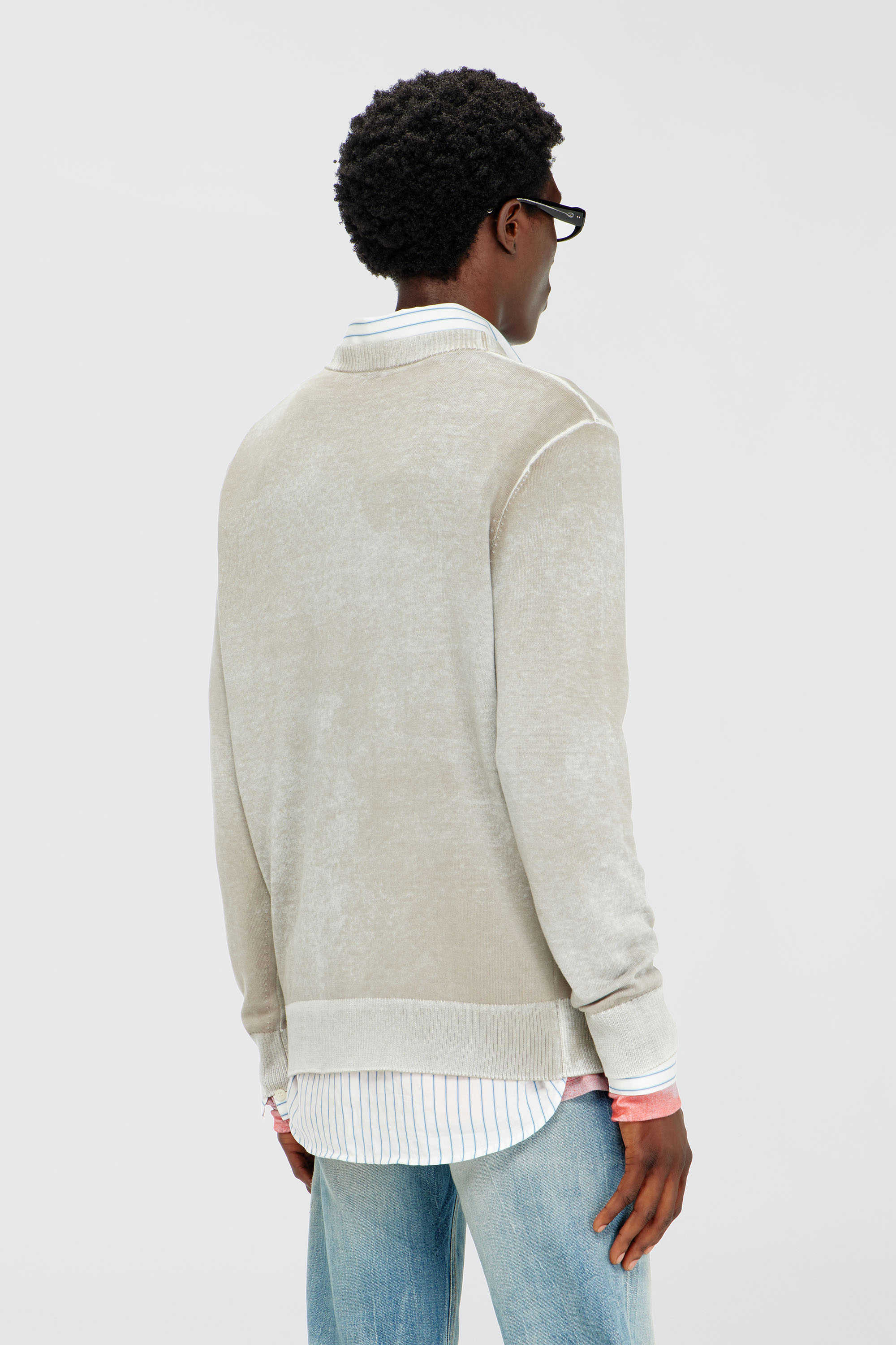 Diesel - K-LAURENT, Man's Jumper with faded reverse print in Light Grey - 4