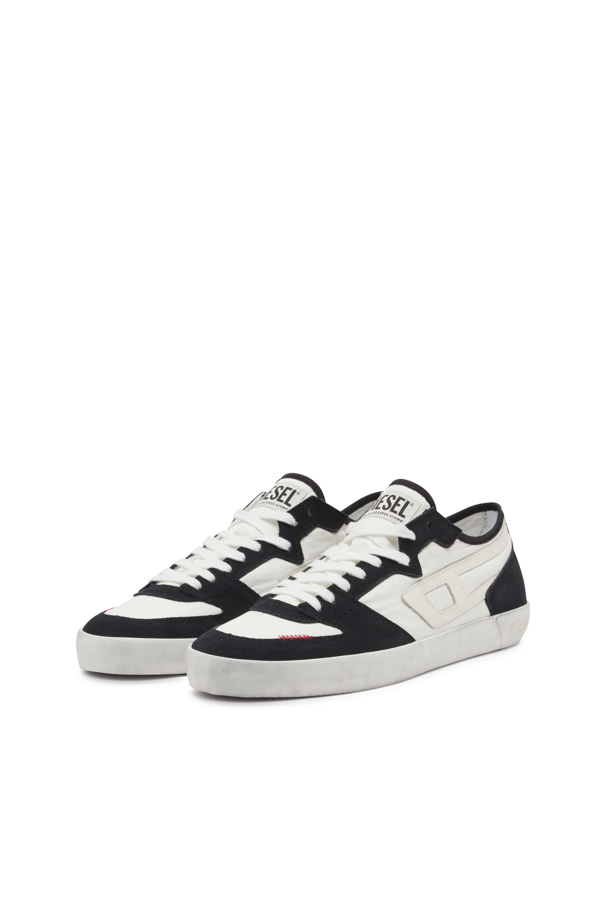 Diesel - S-LEROJI D-1 LOW, Man's S-Leroji D-Sneakers in padded ripstop and suede in Black/White - 8