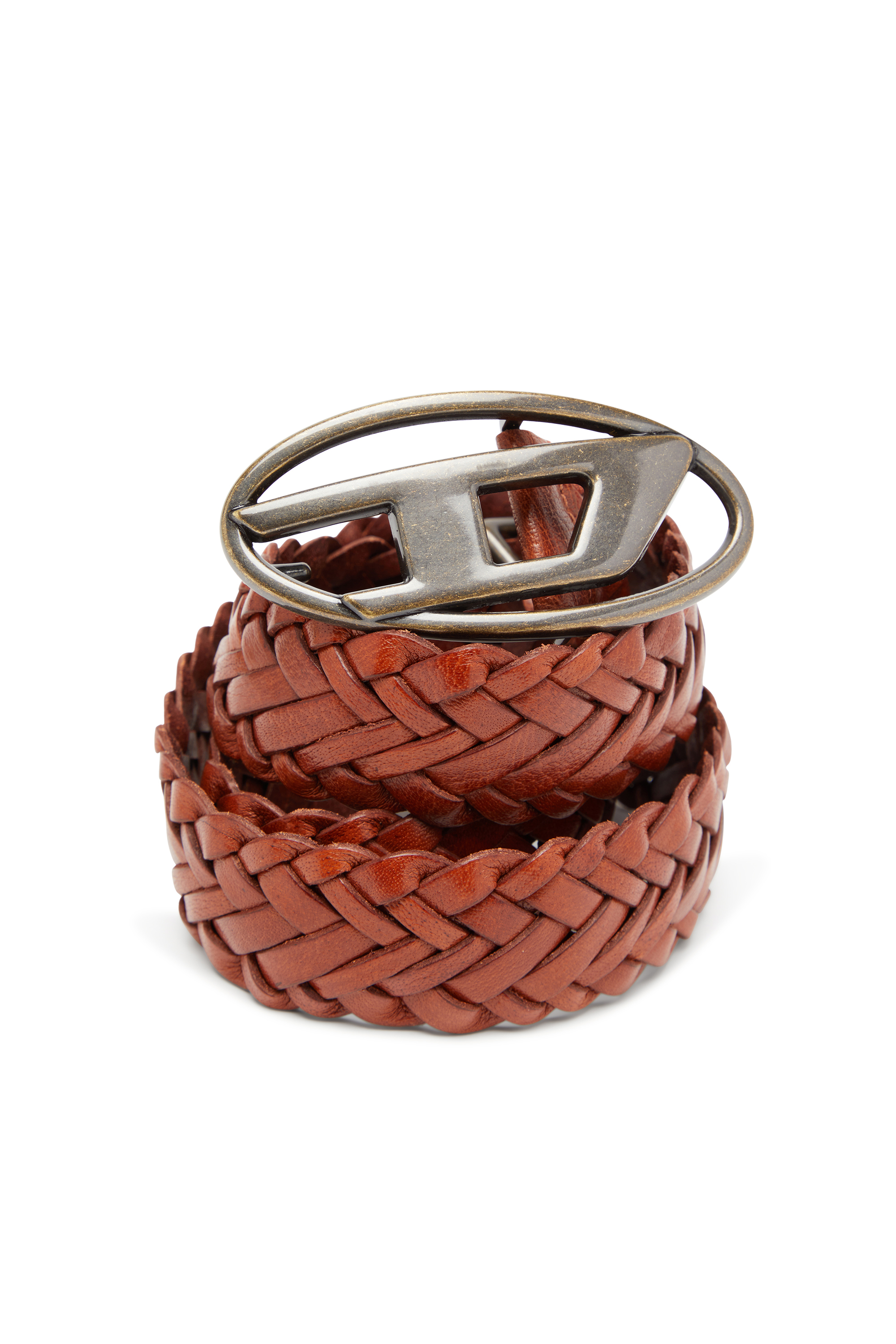 Diesel - B-1DR BRAIDERED, Unisex's 4 cm braided leather belt in Brown - 3