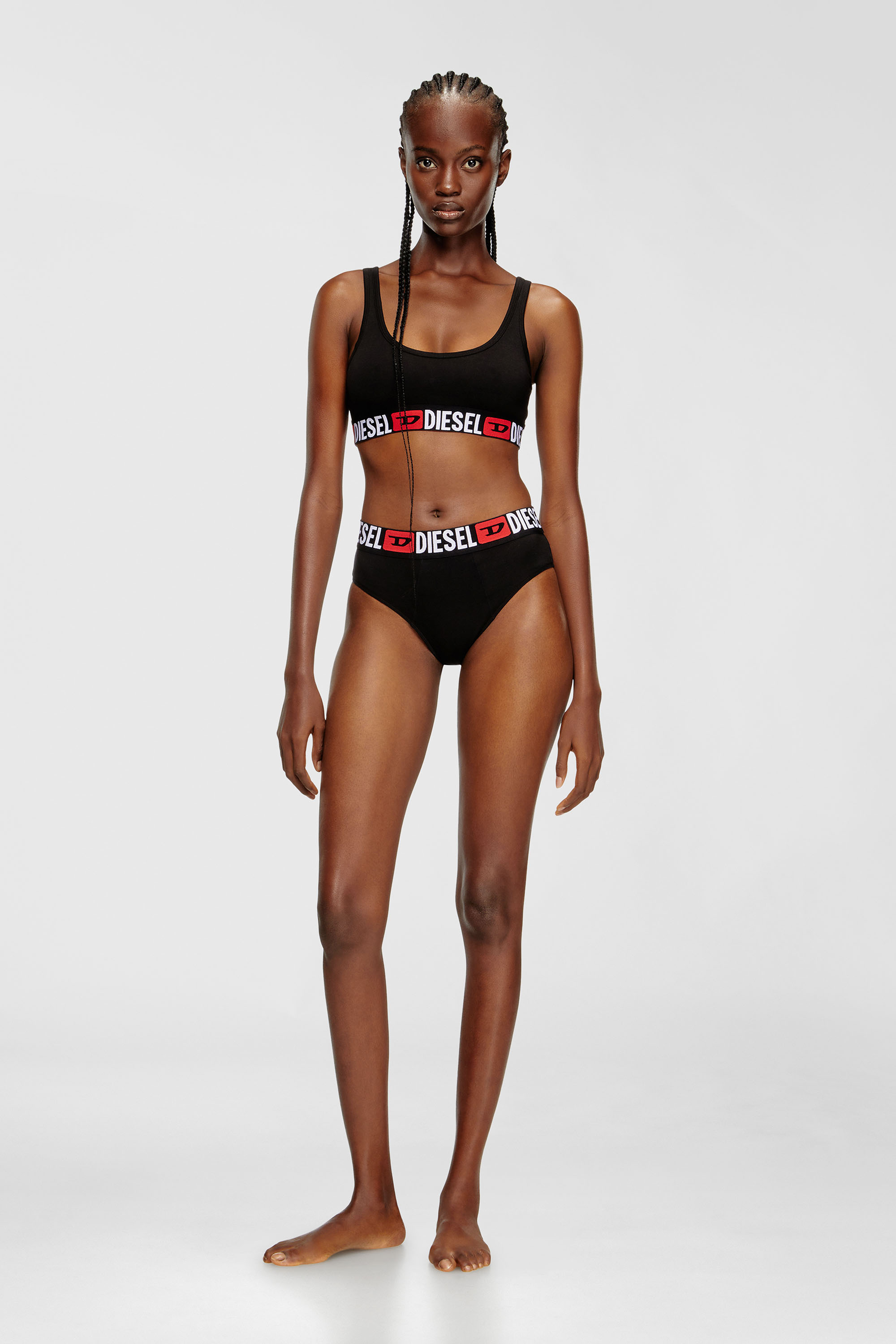 Diesel - UFSB-ORIBA, Woman's Cotton bralette with logo in Black - 2