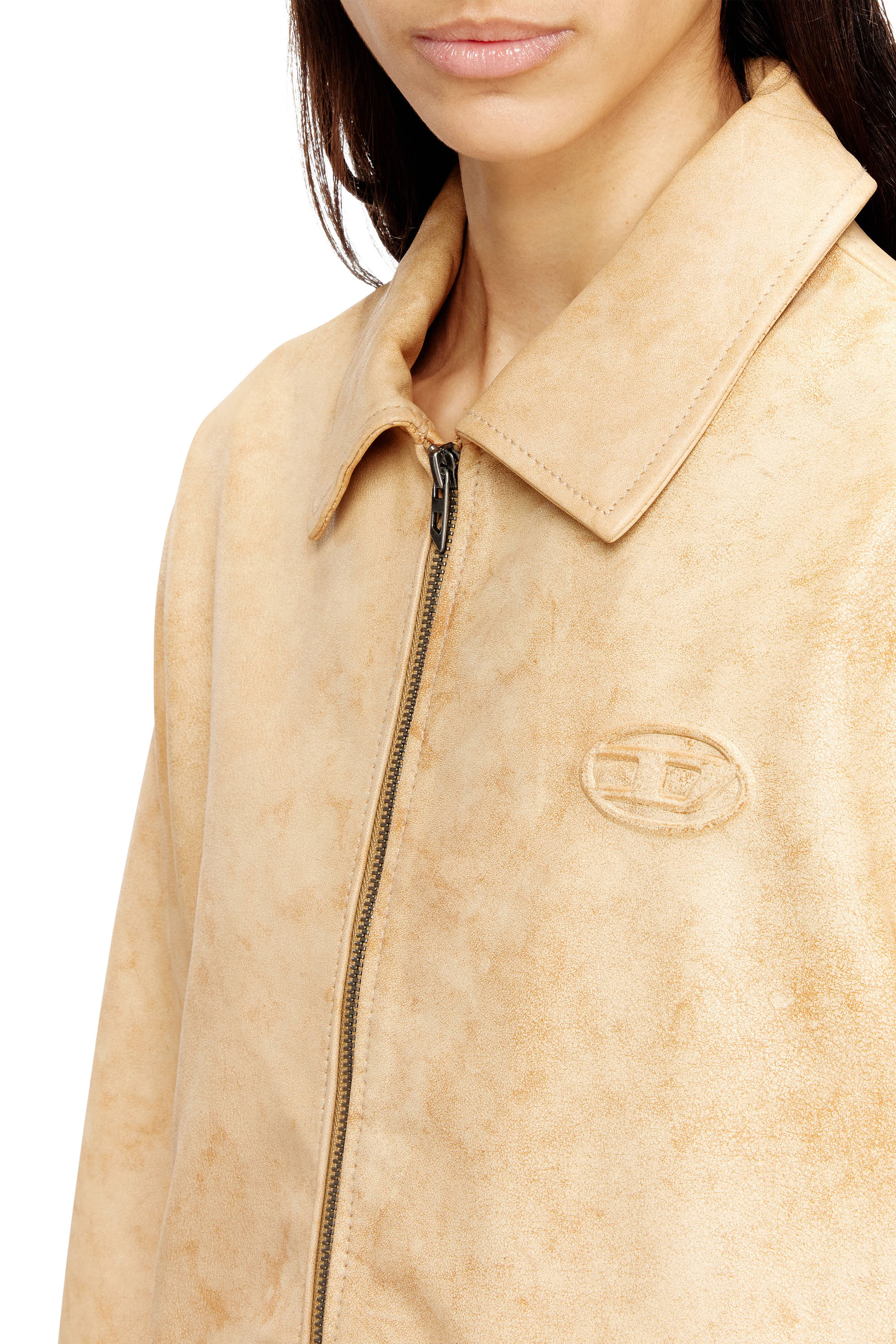 Diesel - L-AMAR-A-FEM-S1, Woman's Coach jacket in treated leather in Beige - 5