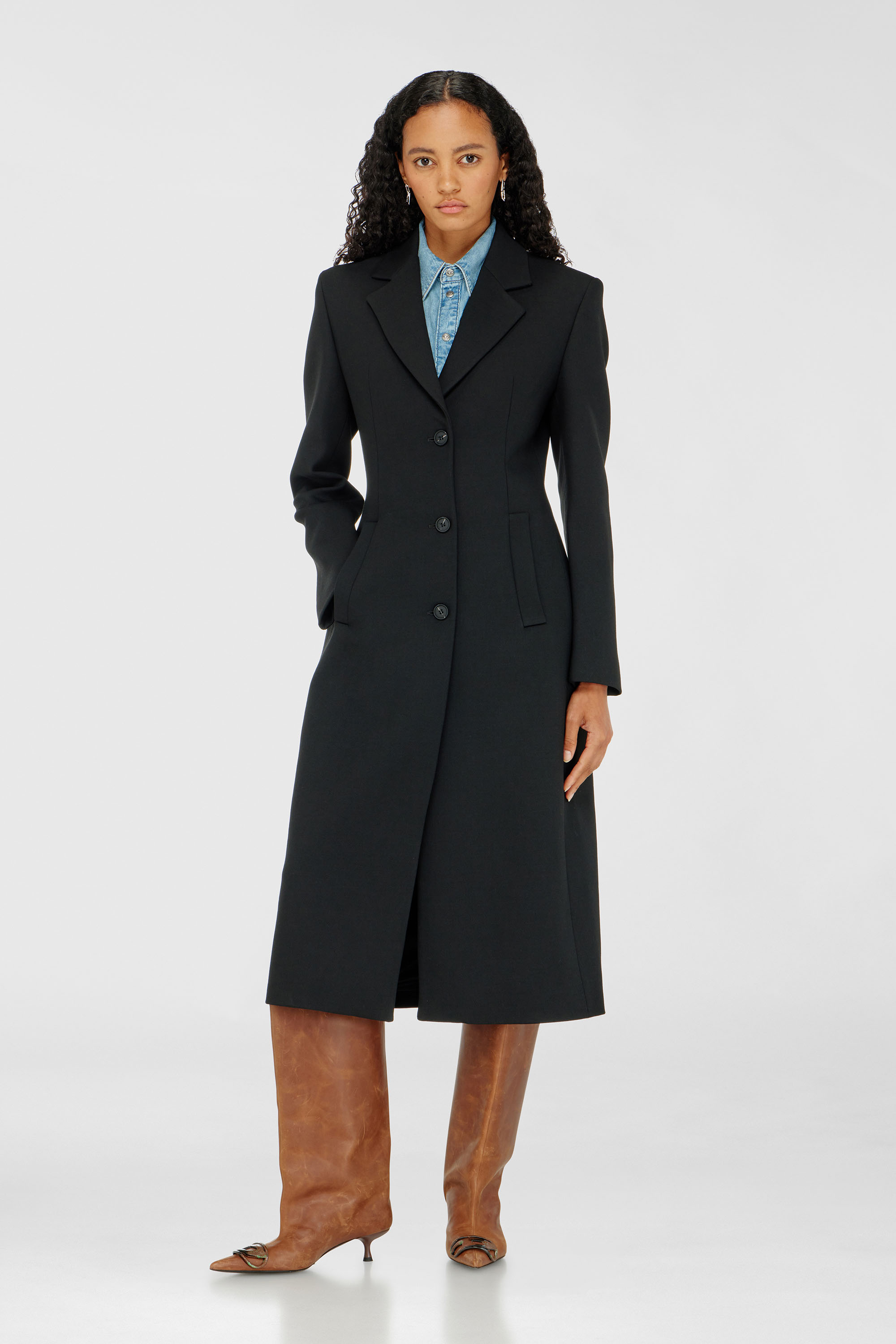 Diesel - G-ALLAN, Woman's Long hourglass coat in Black - 3
