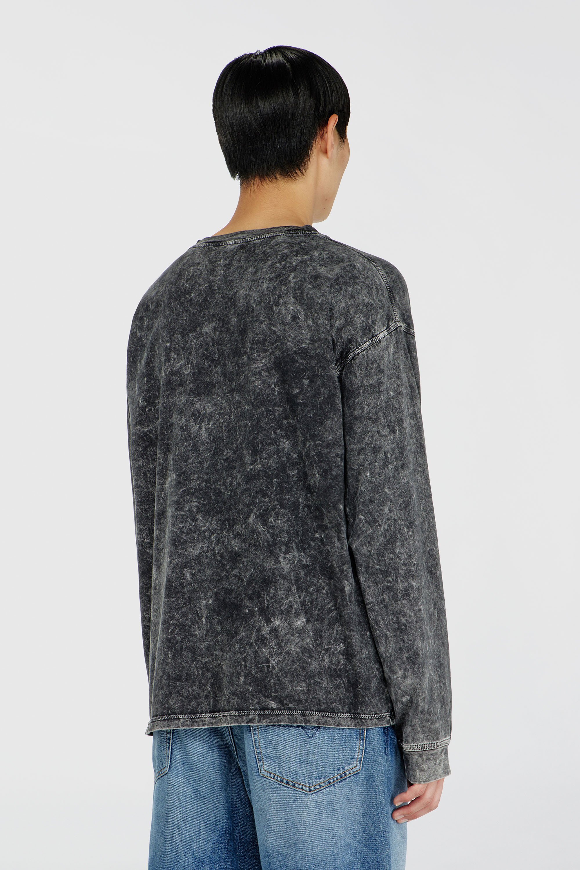 Diesel - T-BOXT-LS-AA5, Man's Long sleeve top with treated effect in Dark grey - 4