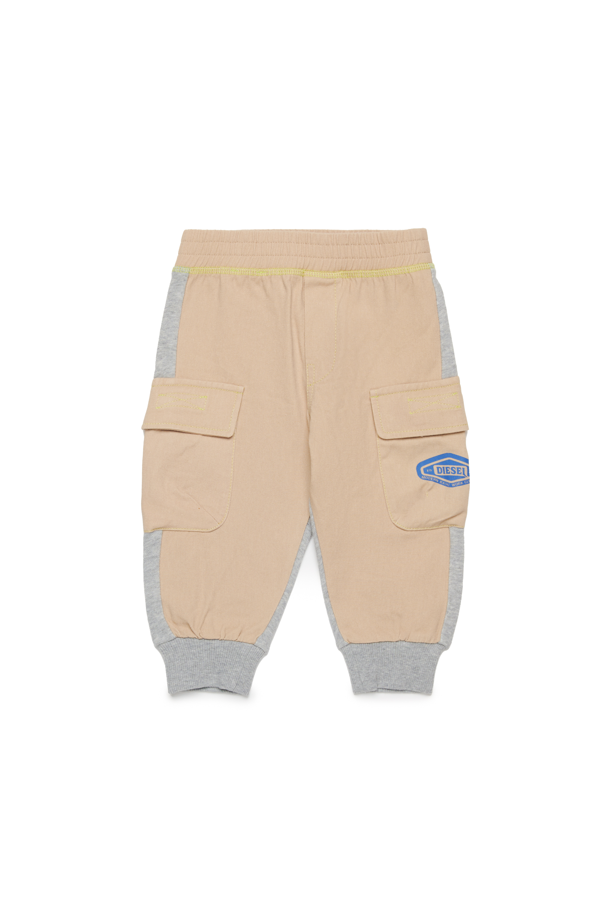 Diesel - PARDIB, Man's Cargo sweatpants in gabardine and jersey in Light Brown - 1