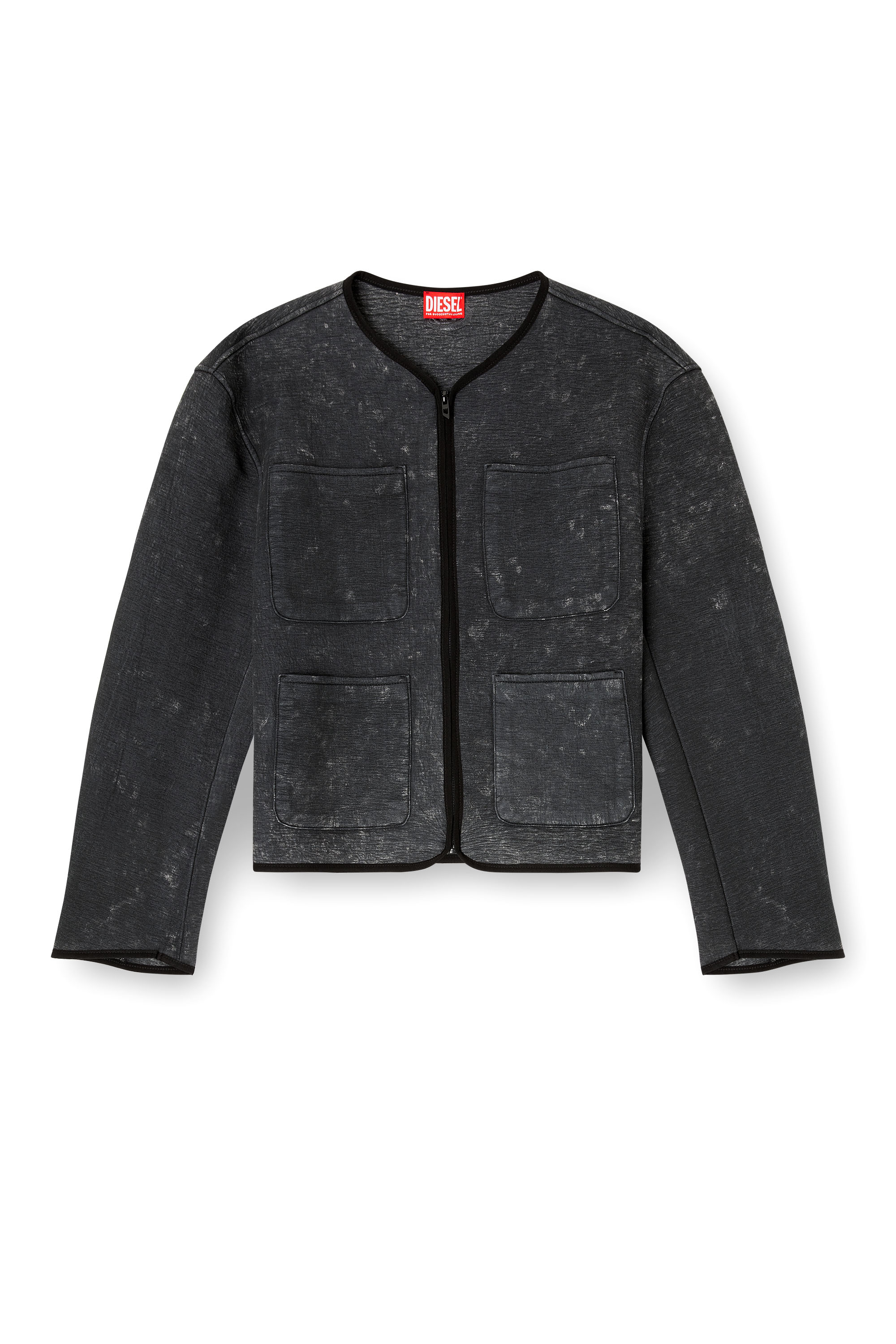 Diesel - G-TES, Woman's Marbled-effect scuba jacket with pockets in null - 2