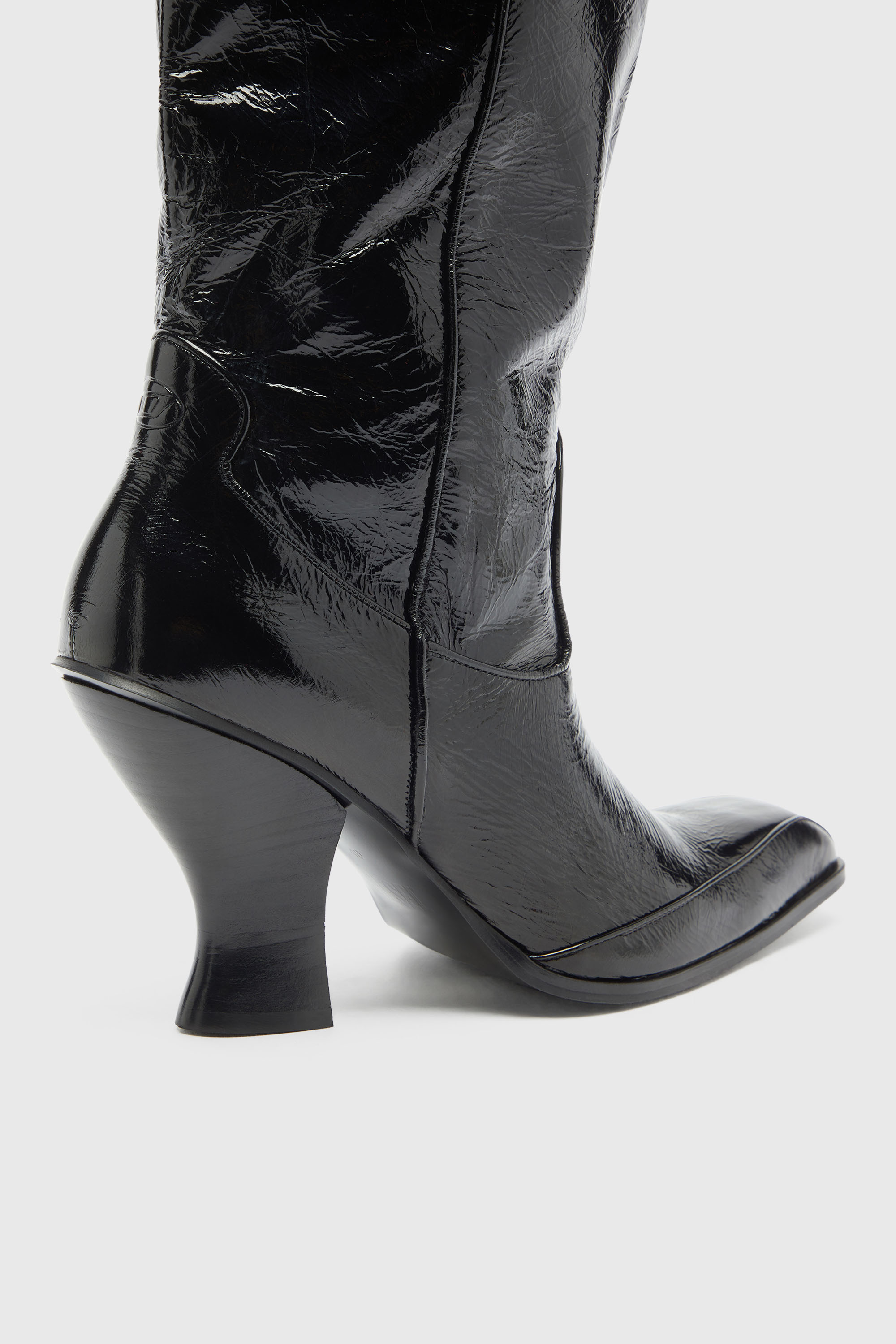 Diesel - D-LUFFY-75-TUBE, Woman's D-Luffy - Knee-high boots in patent leather in Black - 5