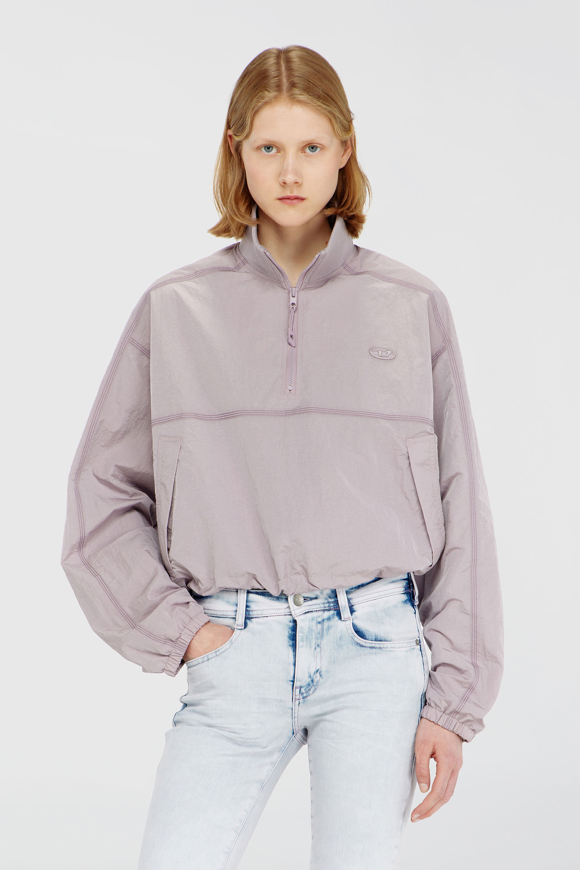 Diesel - G-ANOCK, Woman's Relaxed nylon jacket with mock neck in Lilac - 3