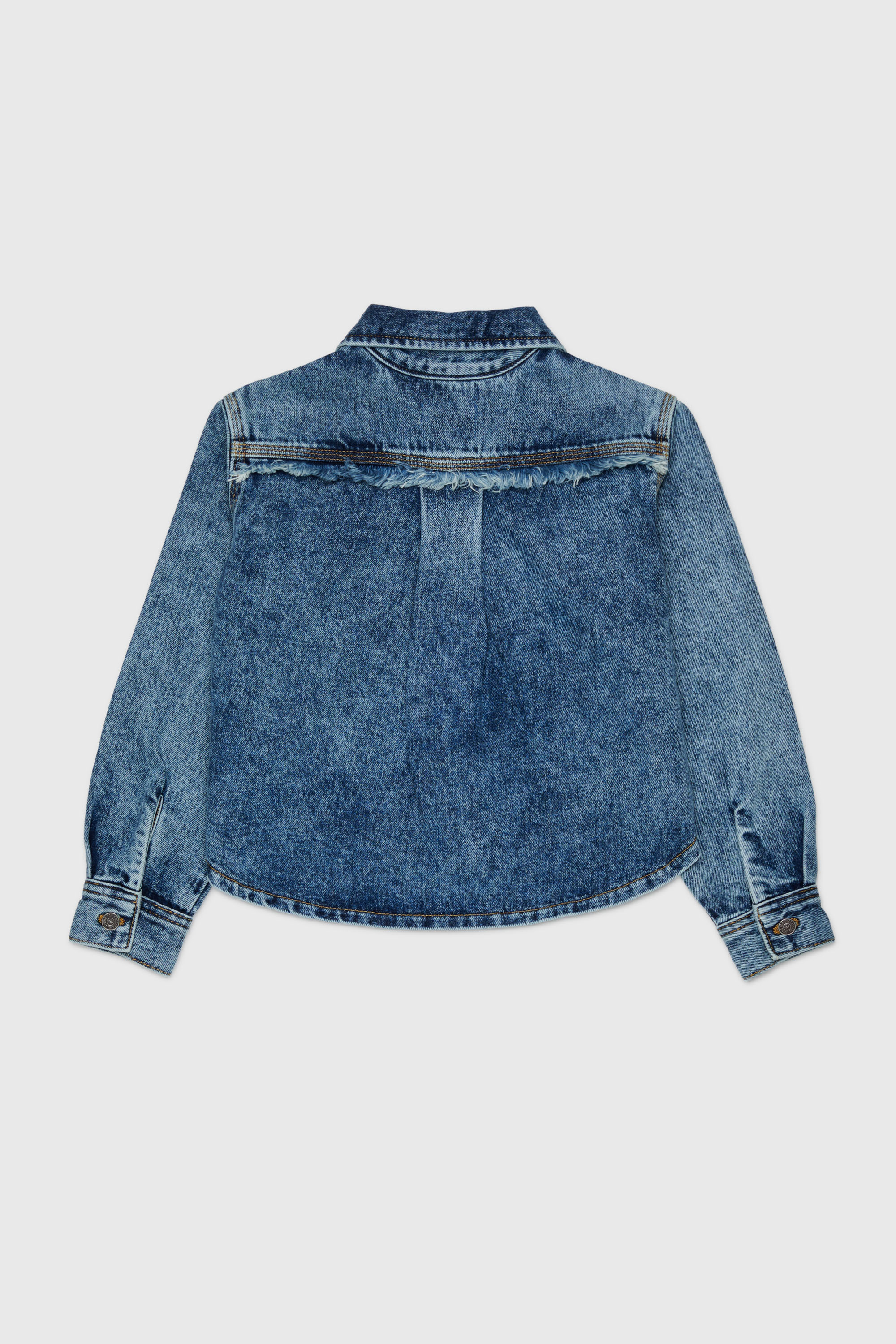 Diesel - CELKA, Woman's Zip-up denim shirt with frayed detail in Medium blue - 2