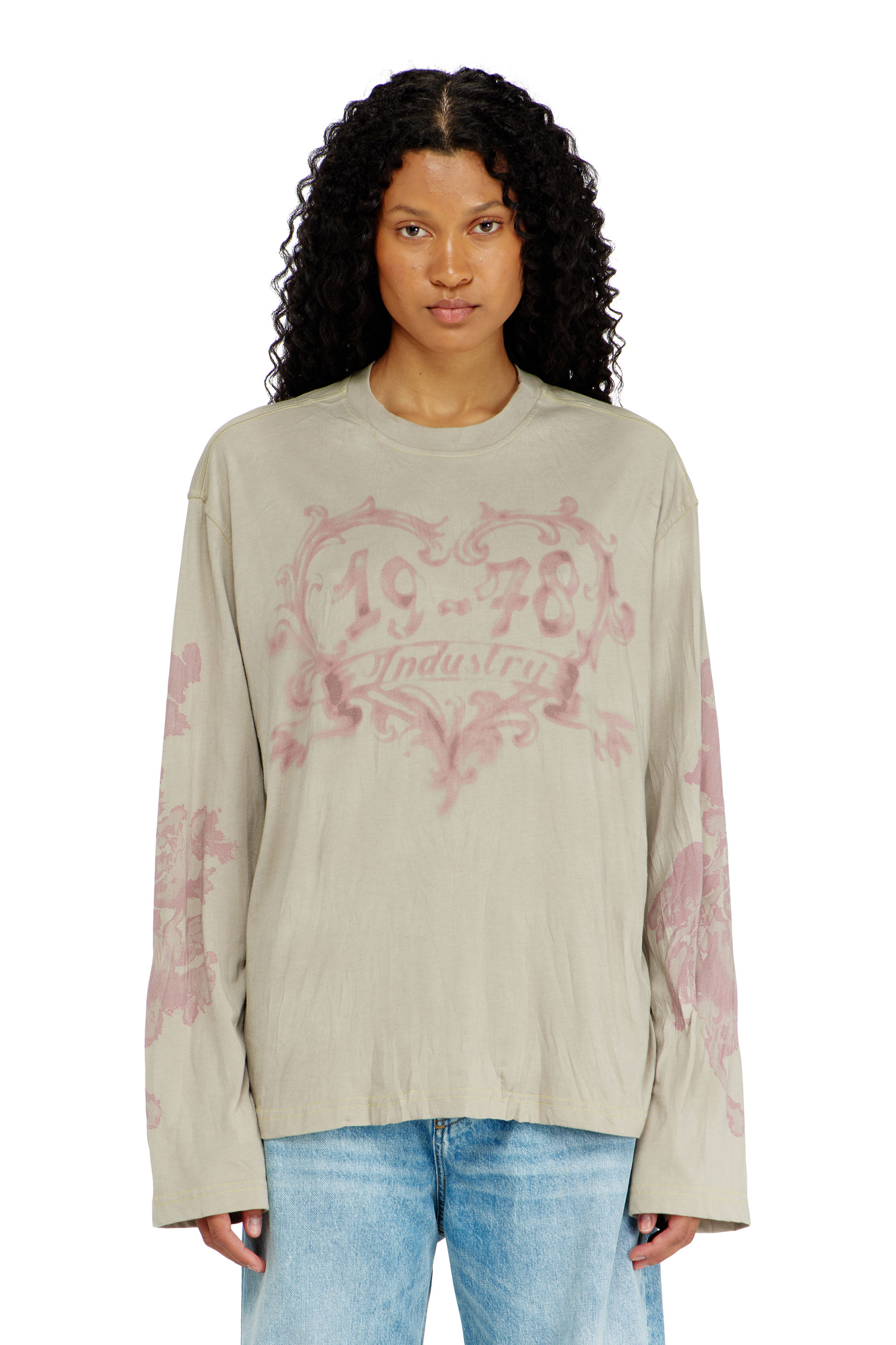 Diesel - T-HILARY-LS-AA1, Woman's Cotton long-sleeve T-shirt with graphic print in null - 2