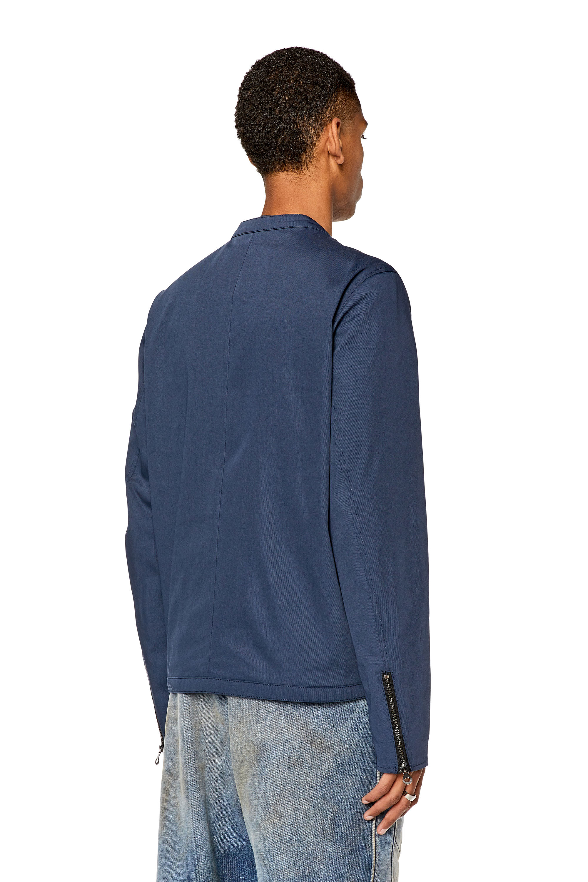 Diesel - J-GLORY-NW, Man Biker jacket in cotton-touch nylon in Blue - Image 4