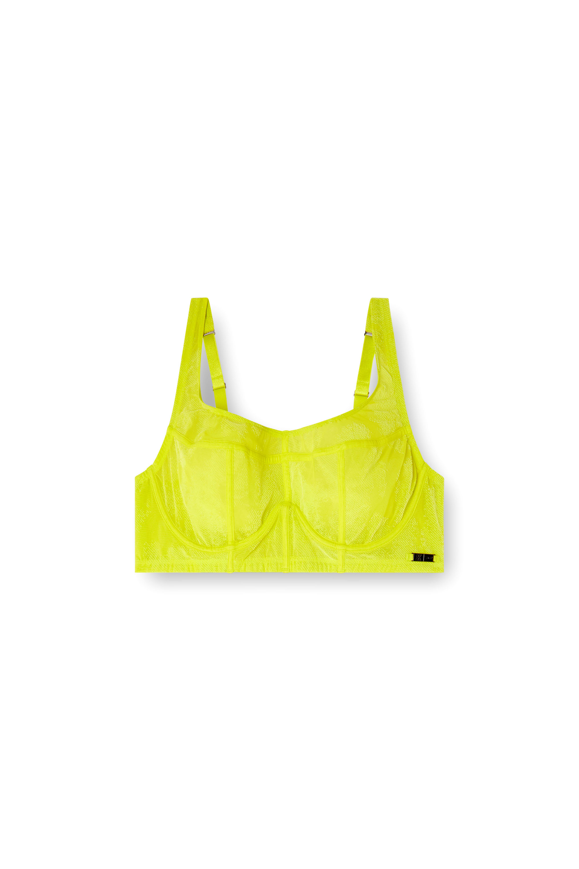 Diesel - C-LONGLINE-BRA, Woman's Longline bra in flocked mesh in Green Fluo - 5