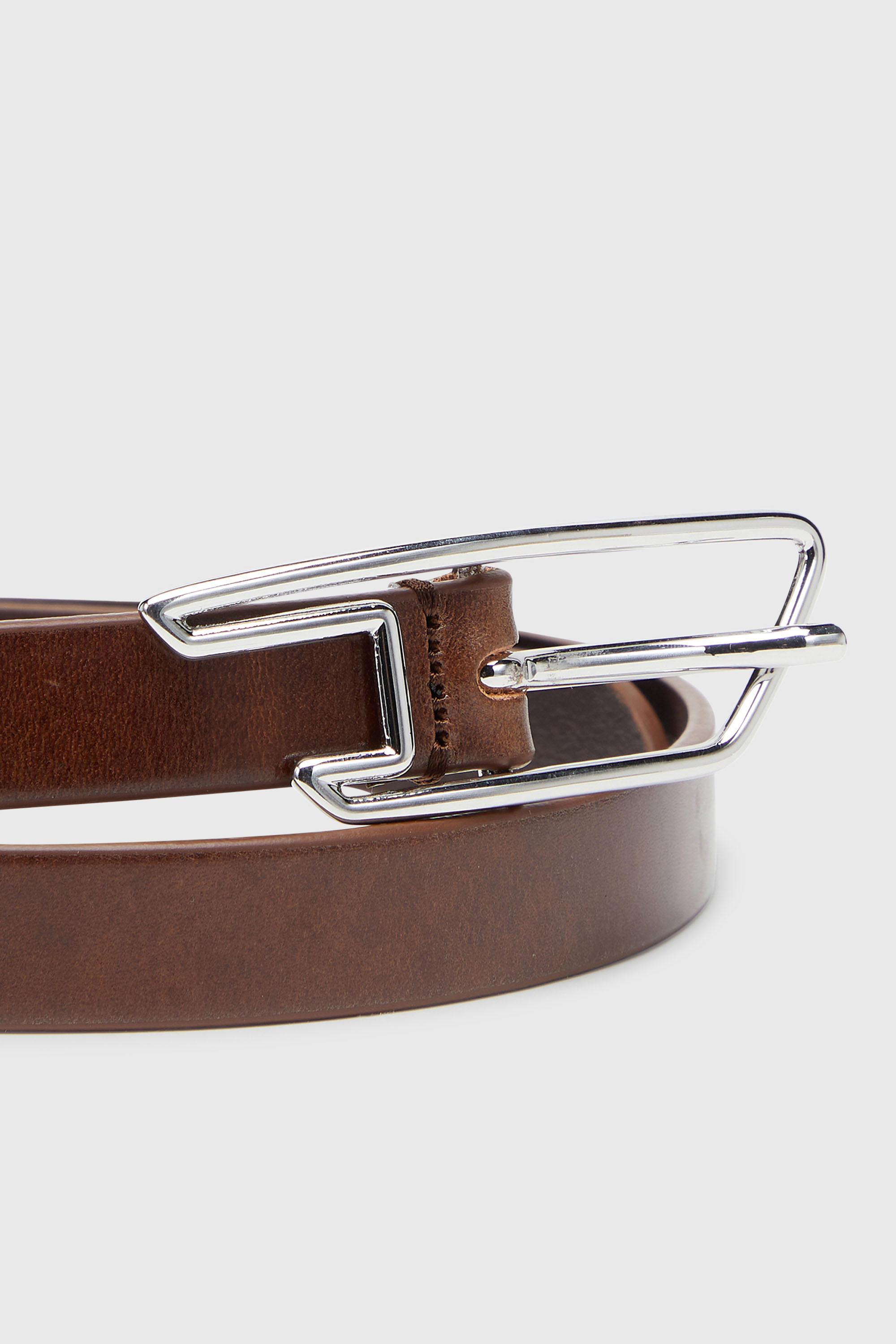 Diesel - B-D LINE W 20, Woman's 2cm belt in pull-up leather with D buckle in Brown - 3