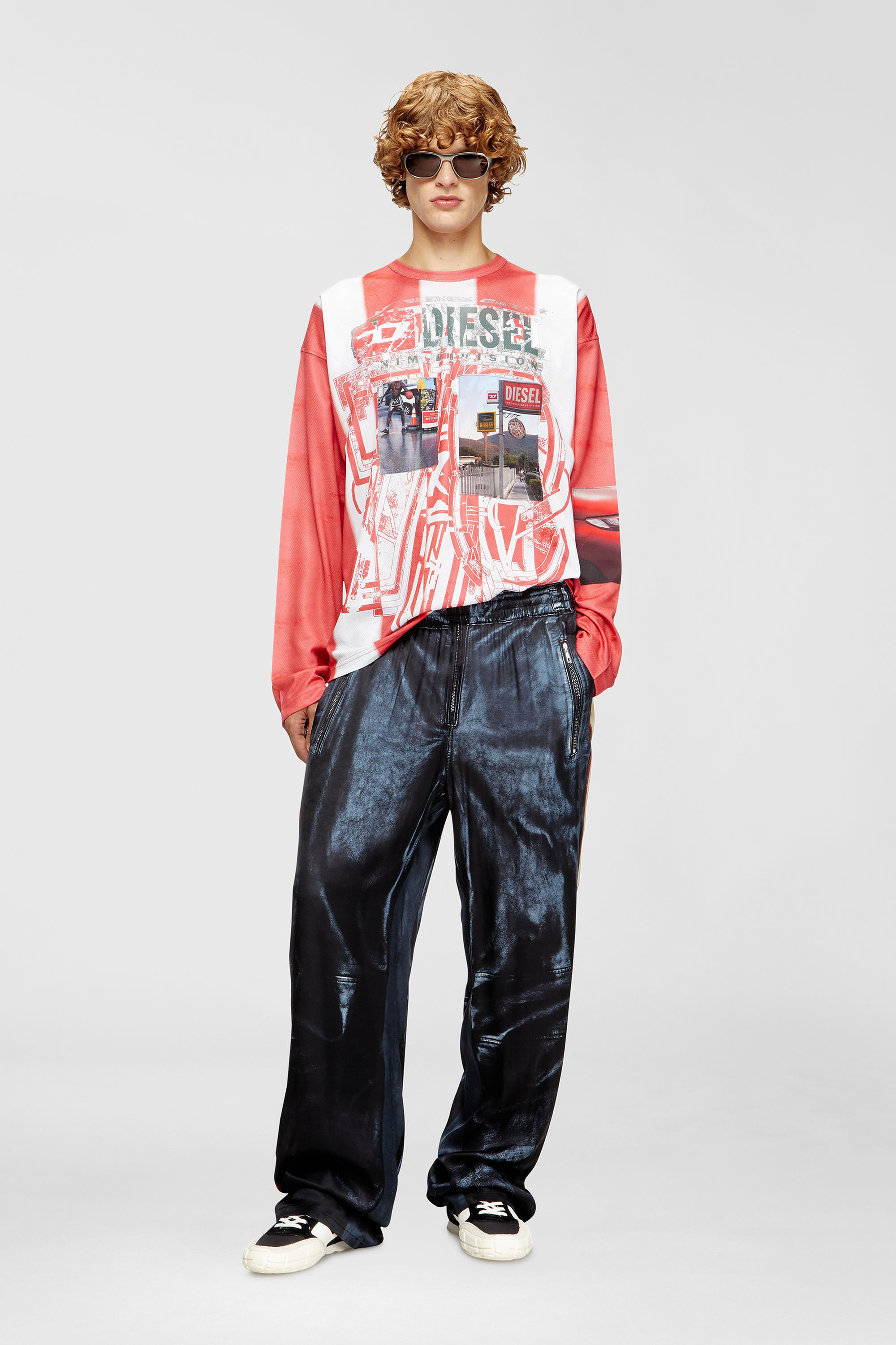 Diesel - S-PAGODHA LOW, Man's S-Pagodha-Sneakers in leather, suede and ripstop in Black/Red - 7