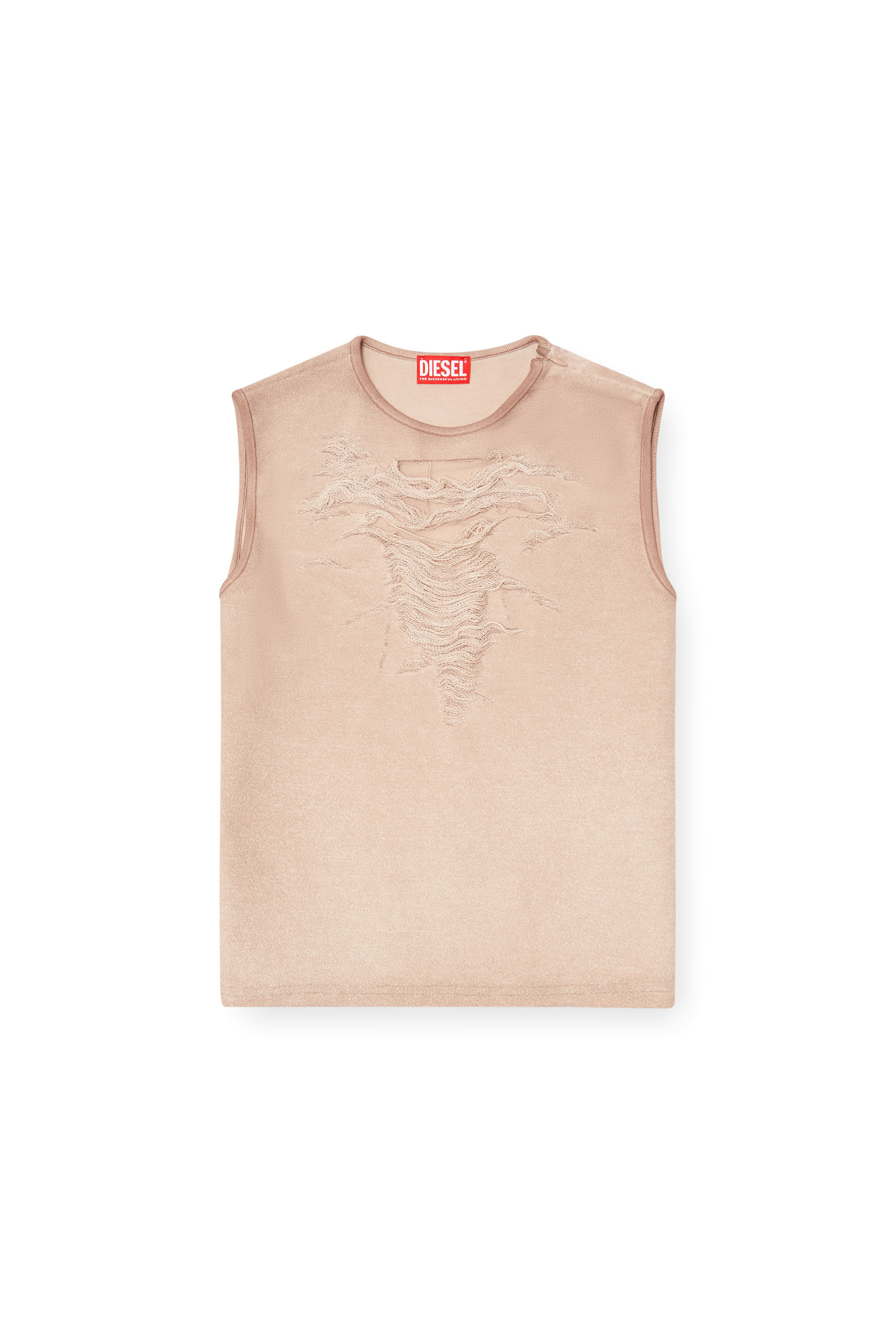 Diesel - T-YASY-S1, Woman's Sleeveless top with devor&eacute; threads in Pink - 3