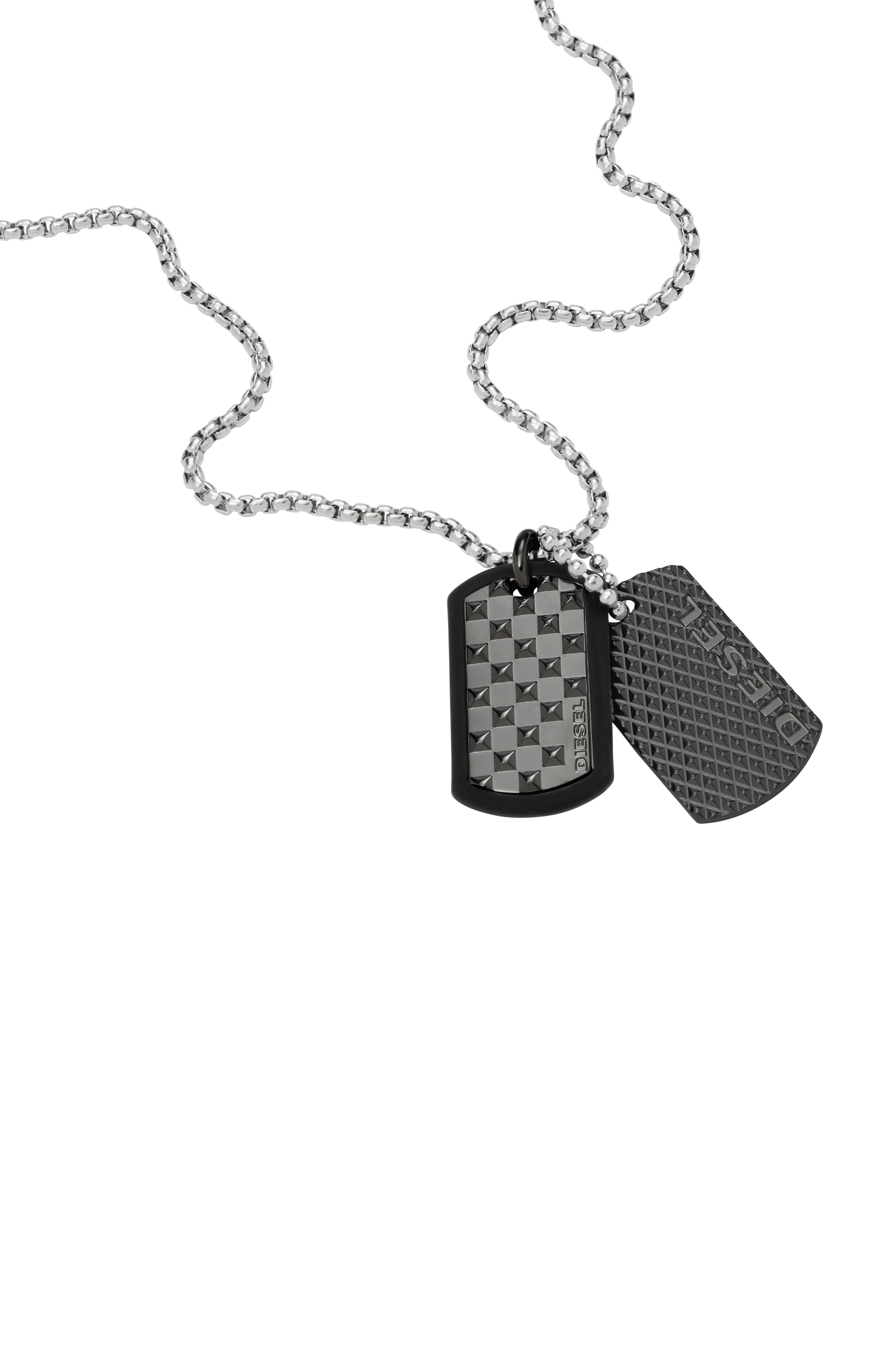 Diesel - DX1313, Man's Double dogtag necklace in Dark grey - 1