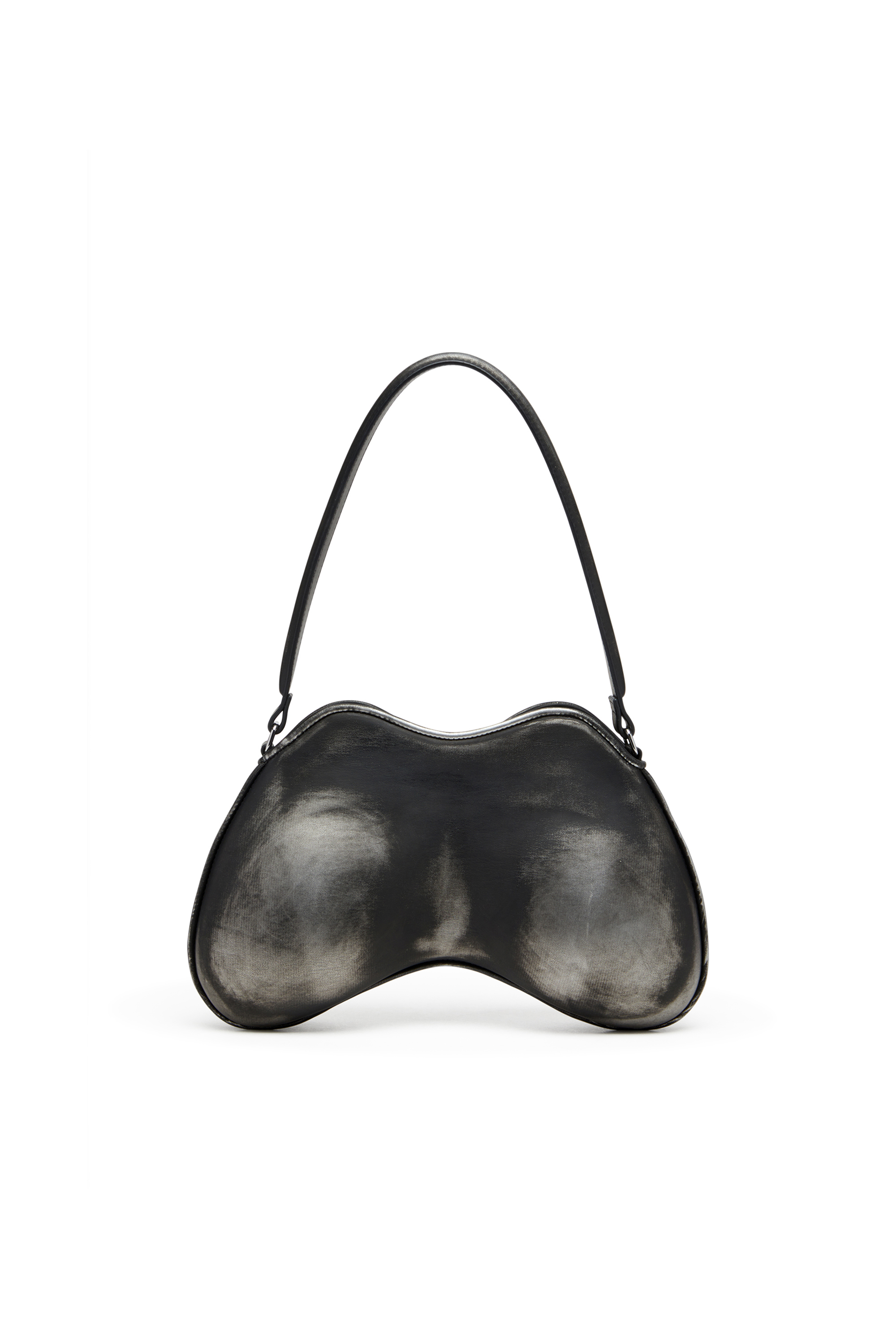 Diesel - DOUBLE-D SHOULDER, Woman's Double-D-Rigid shoulder bag in brushed PU in Black/Silver - 2