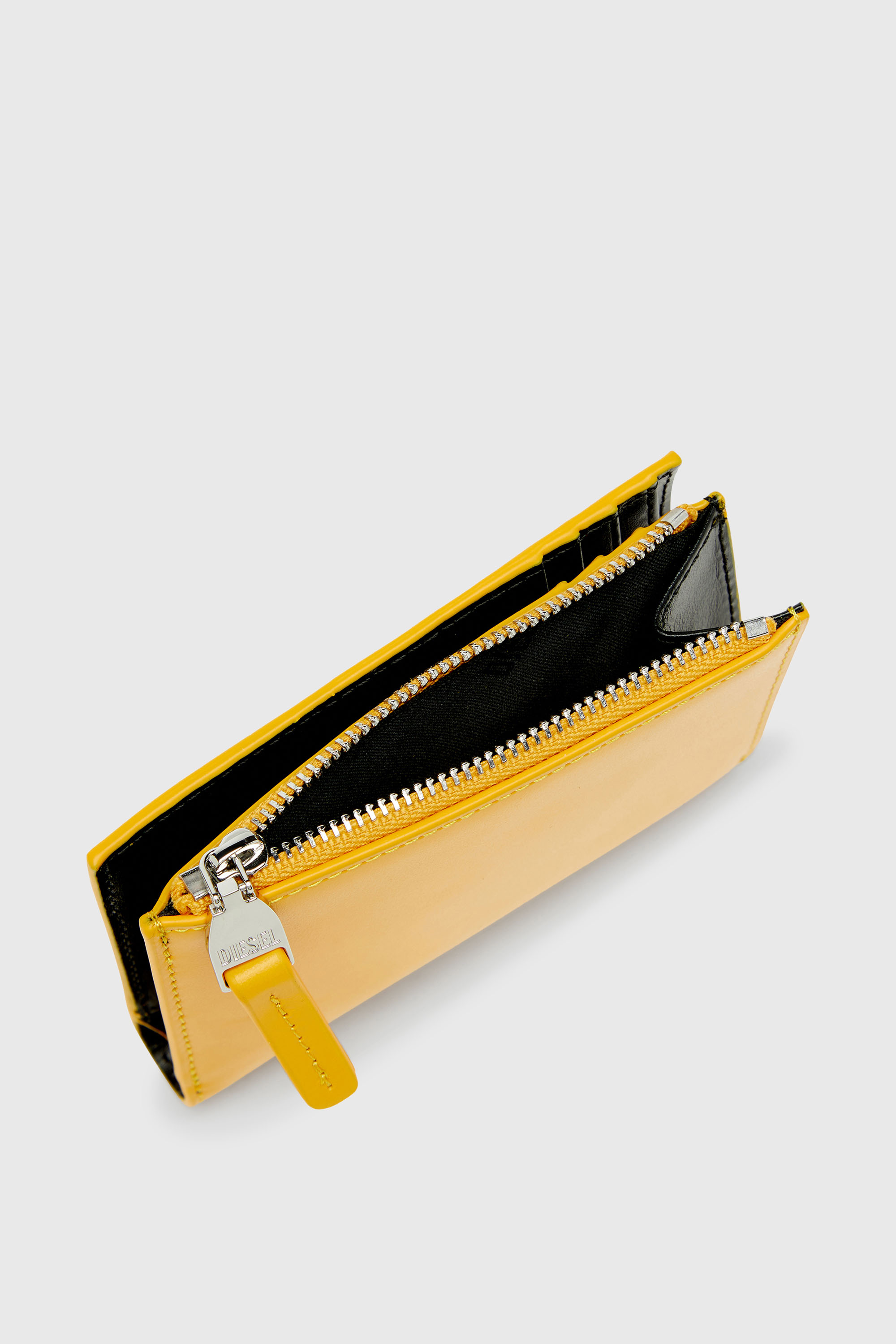 Diesel - 1DR BI-FOLD ZIP II, Woman's Small bi-fold wallet in leather in Yellow - 4