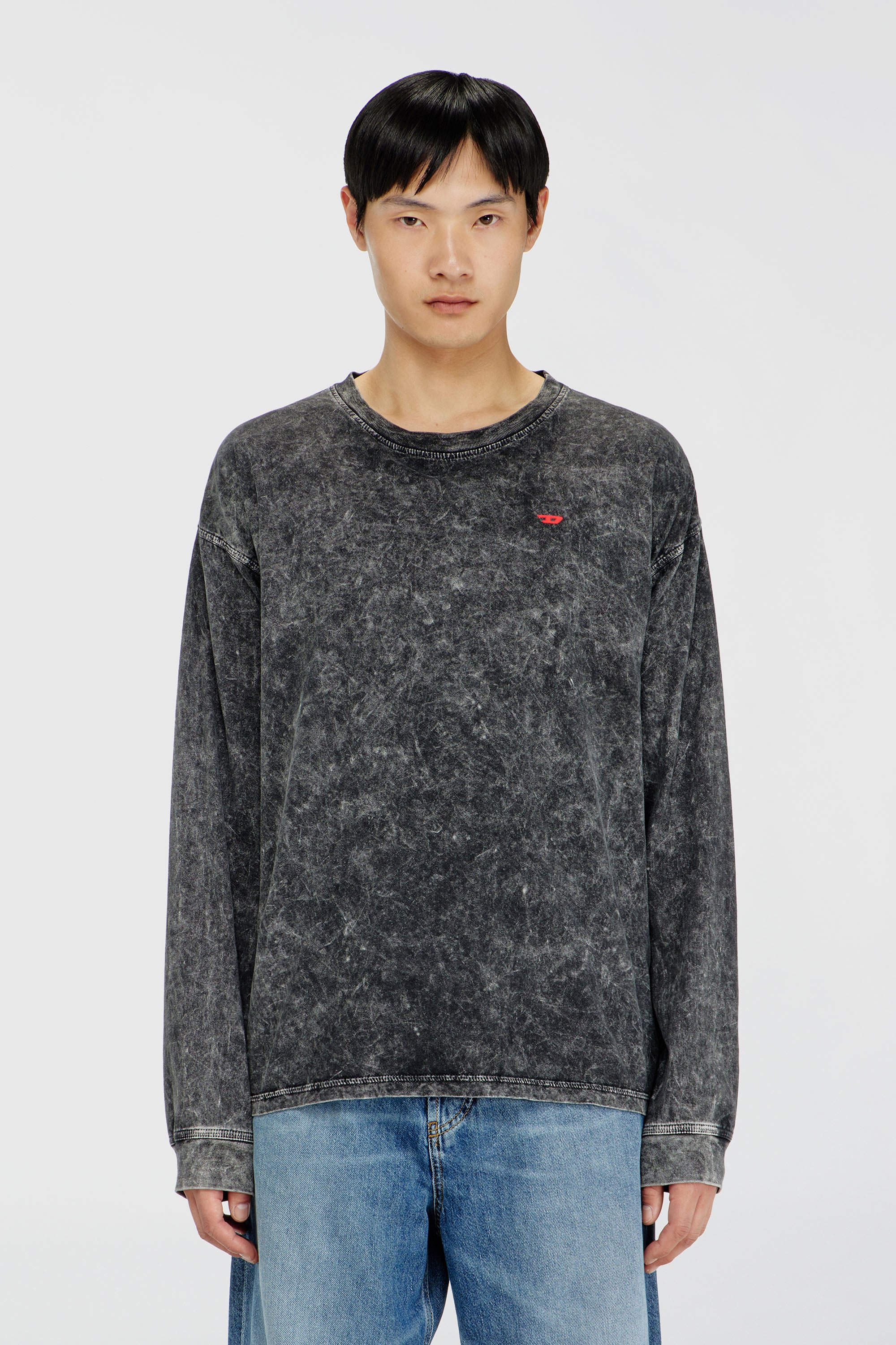 Diesel - T-BOXT-LS-AA5, Man's Long sleeve top with treated effect in Dark grey - 3
