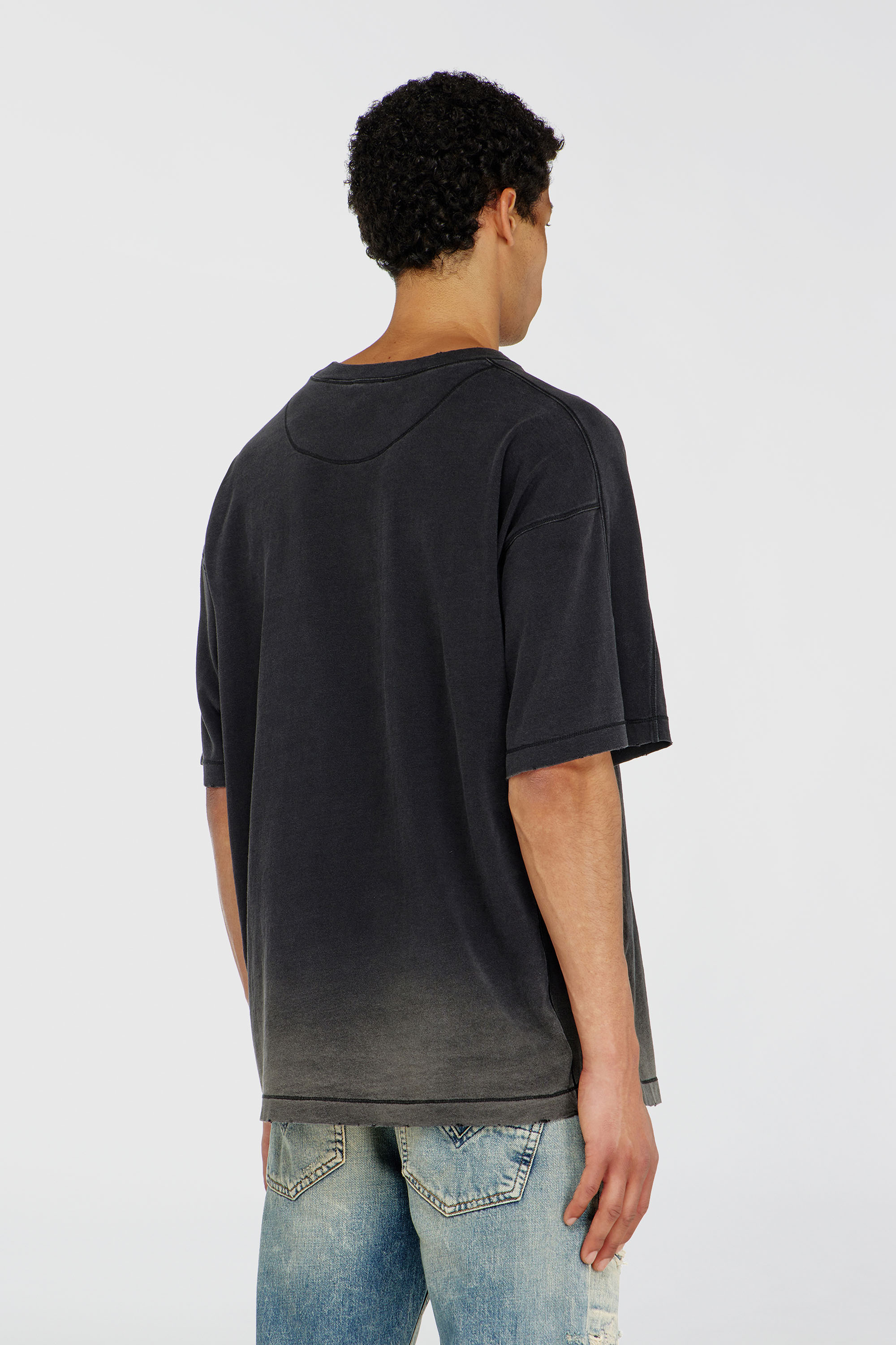 Diesel - T-CROX, Man's Cotton T-shirt with degrad&eacute; effect in Black - 4