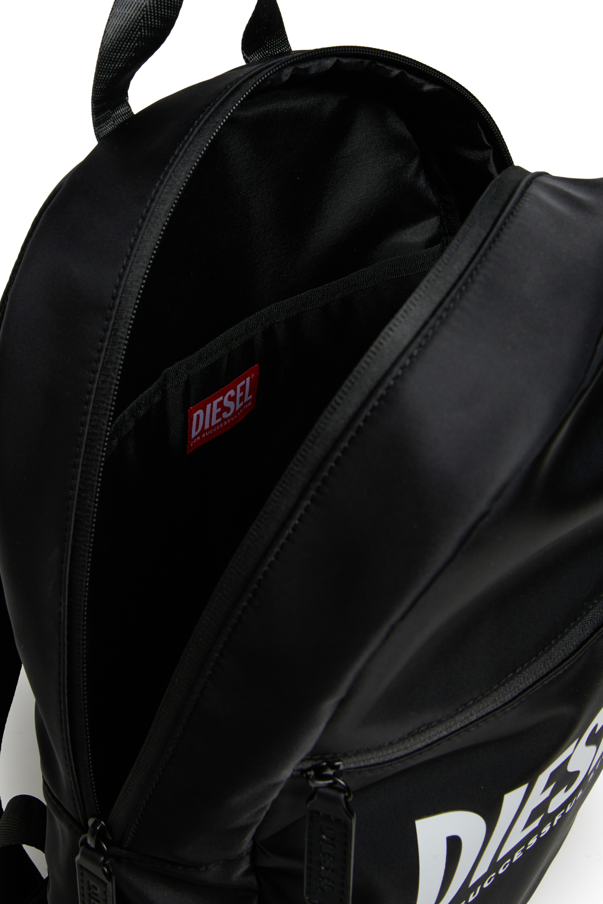 Diesel - WISDEL, Man's WISDEL-Nylon backpack with logo print in Black - 4