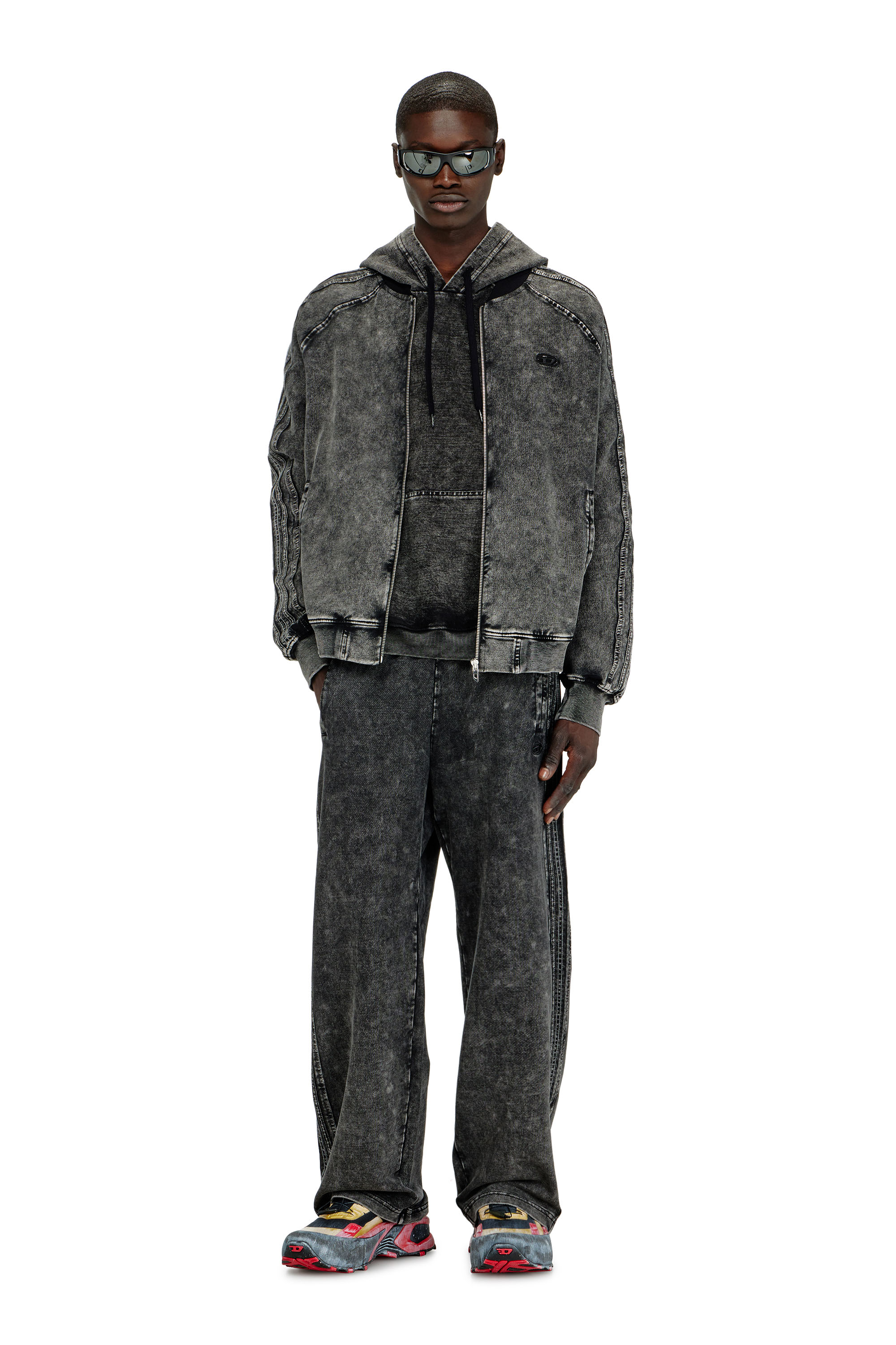 Diesel - S-ALT, Man's Zip-up sweatshirt with sleeve bands in null - 2