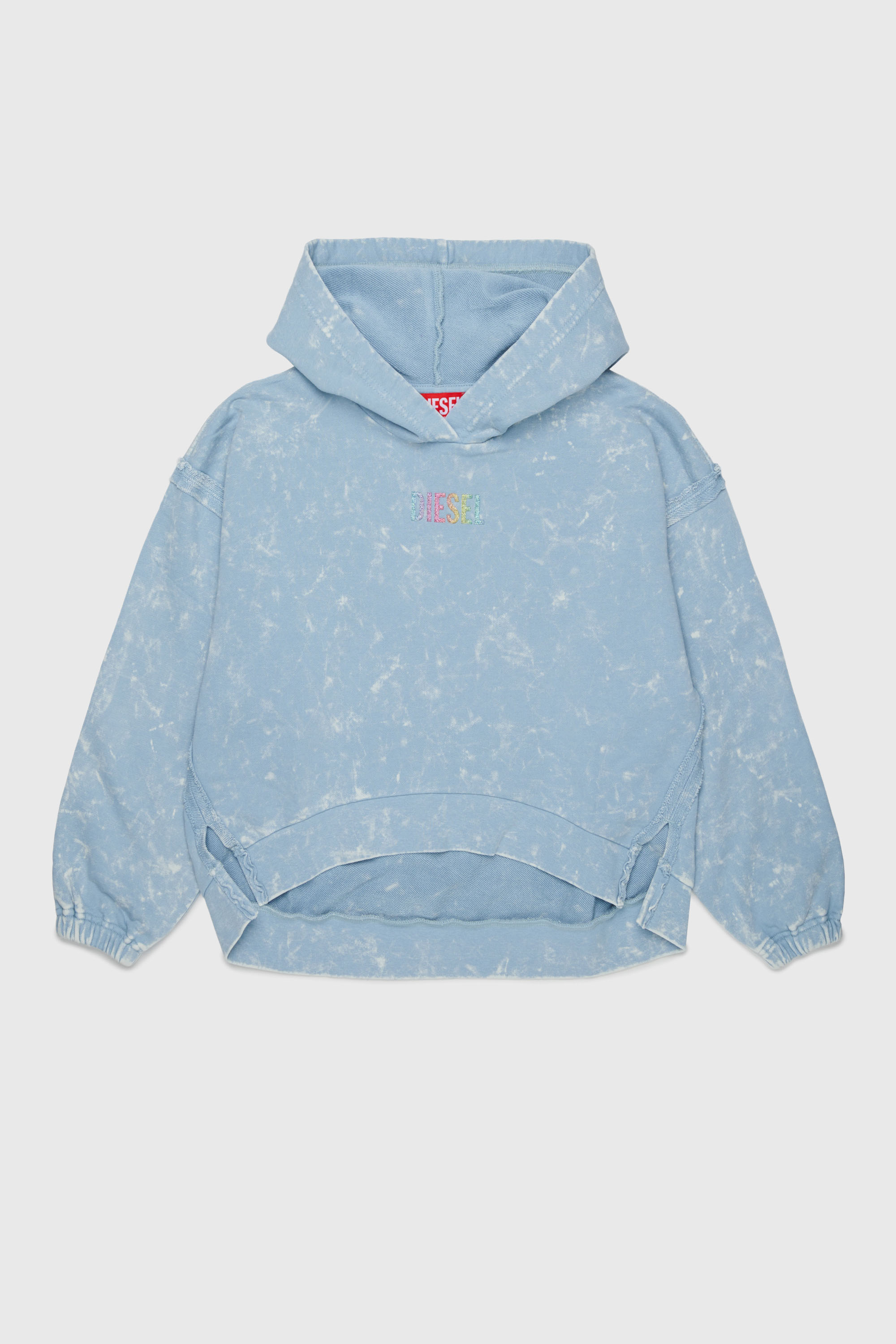 Diesel - SLOXY, Woman's Tie-dye-effect hoodie with rainbow logo in Light Blue - 1