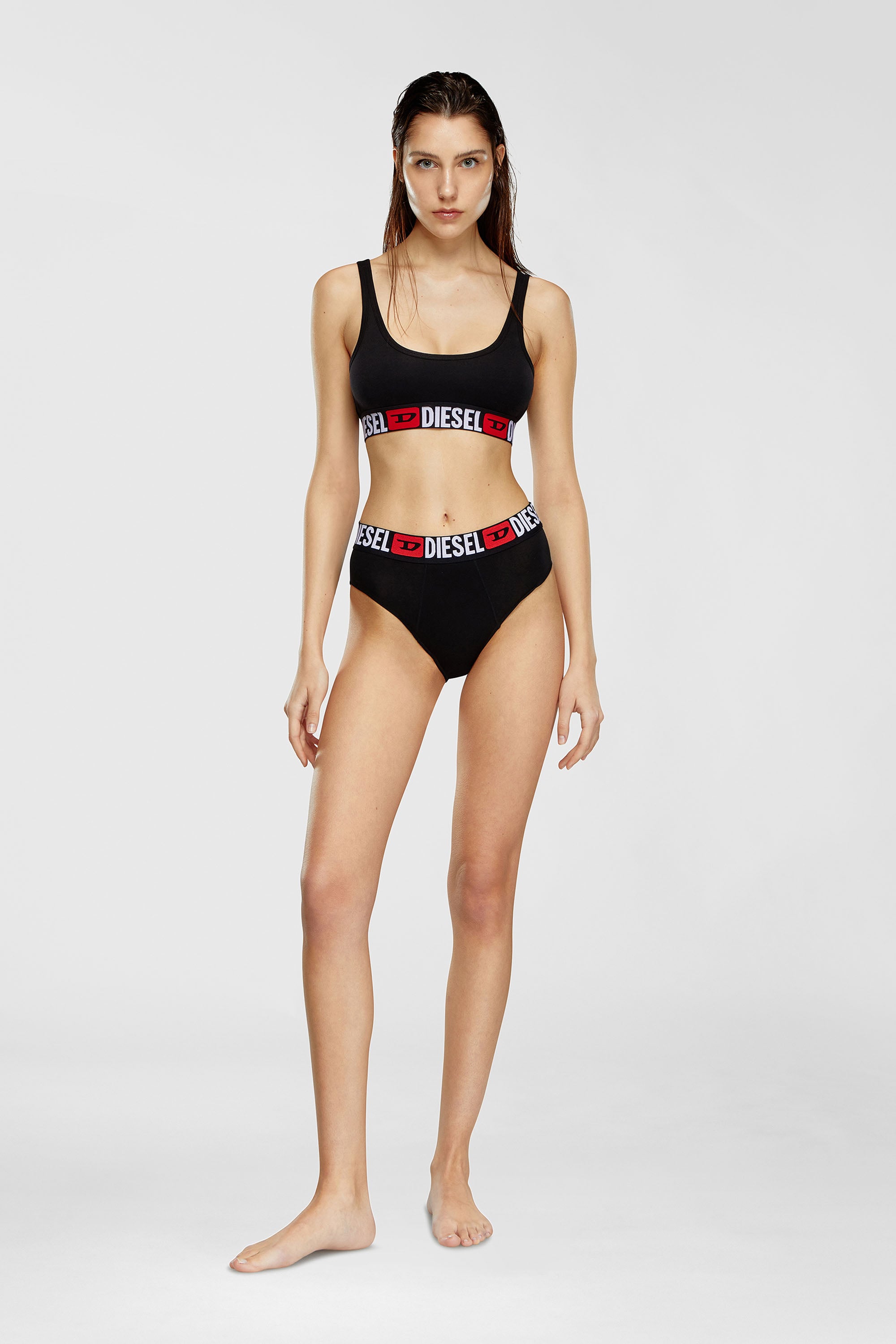 Diesel - UFPN-BLANCA-R-THREEPACK, Woman's Three-pack ribbed high-waisted briefs in Black - 2