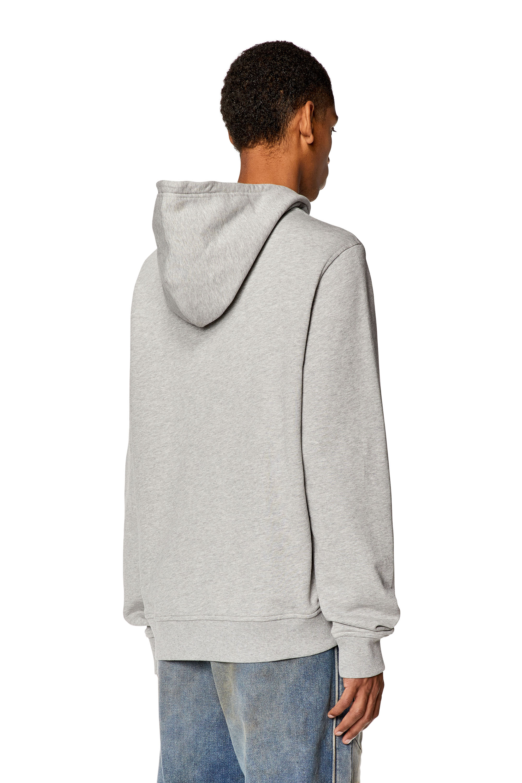 Diesel - S-GINN-HOOD-D, Man Cotton hoodie with mini D patch in Grey - Image 4