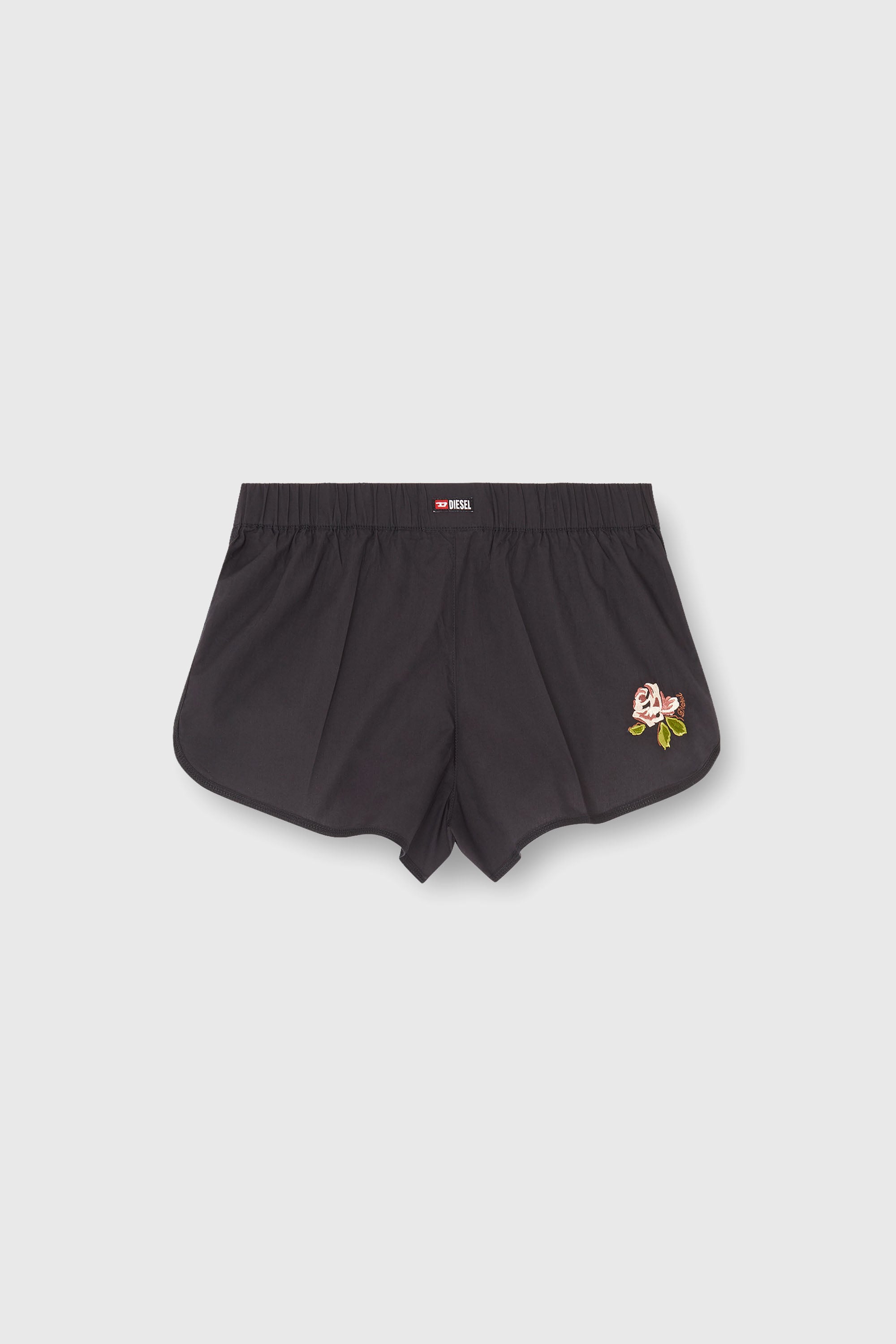 Diesel - ELOISE-D-CORE, Woman's Cotton boxers with floral embroidery in Black - 2