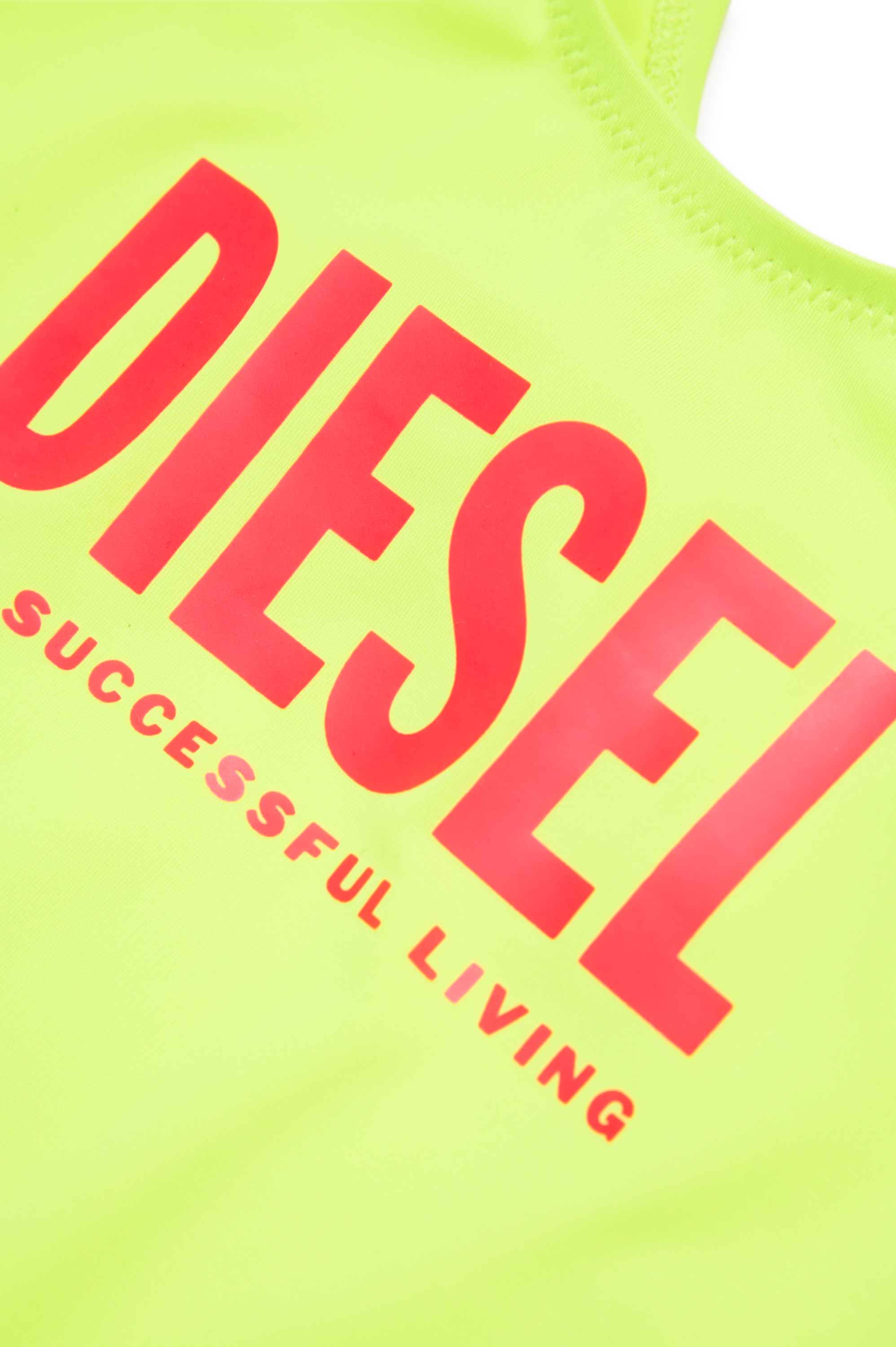 Diesel - MIATIS, Woman's Open-back swimsuit with logo print in Yellow Fluo - 4