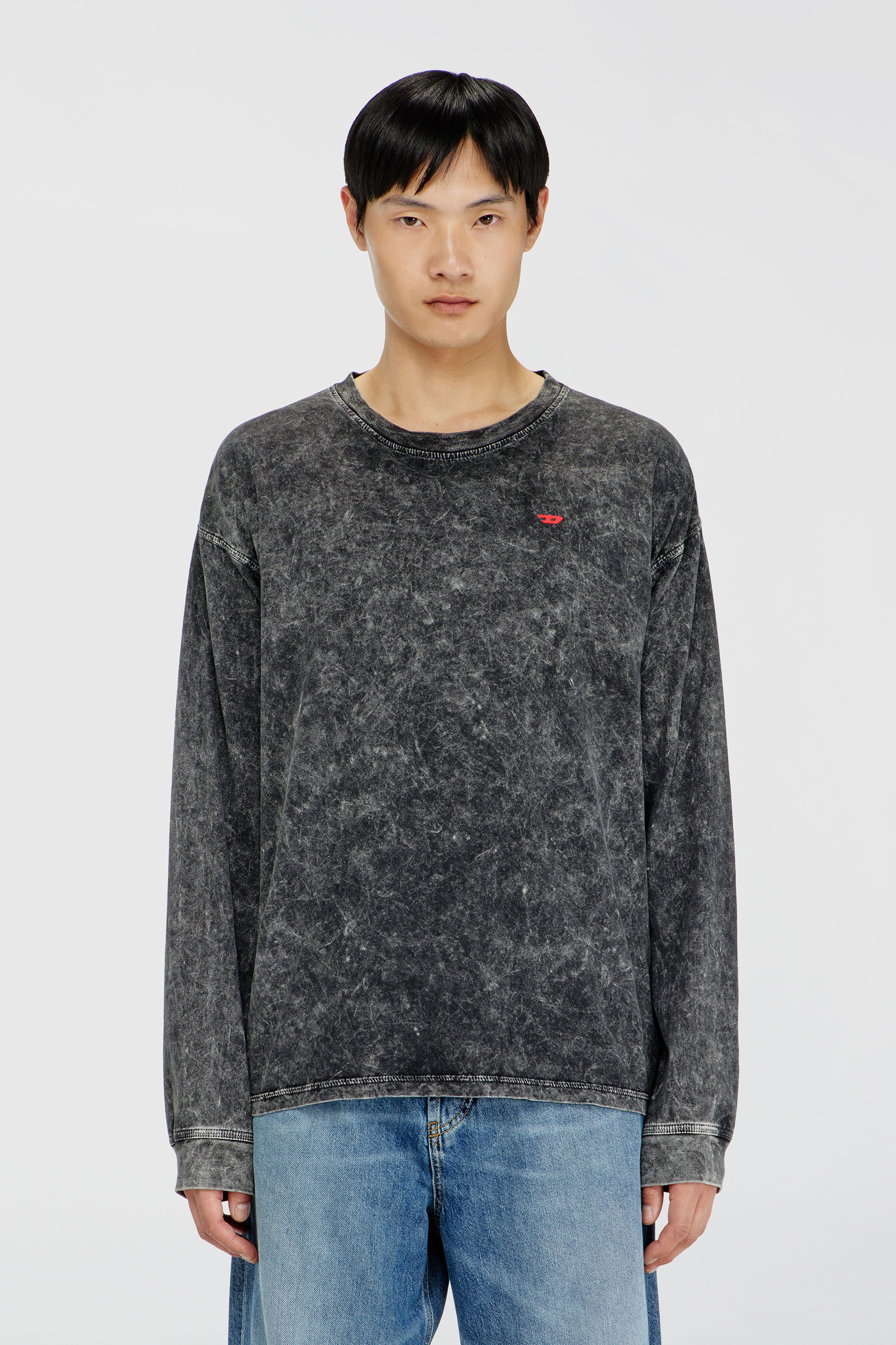 Diesel - T-BOXT-LS-AA5, Man's Long sleeve top with treated effect in Dark grey - 3