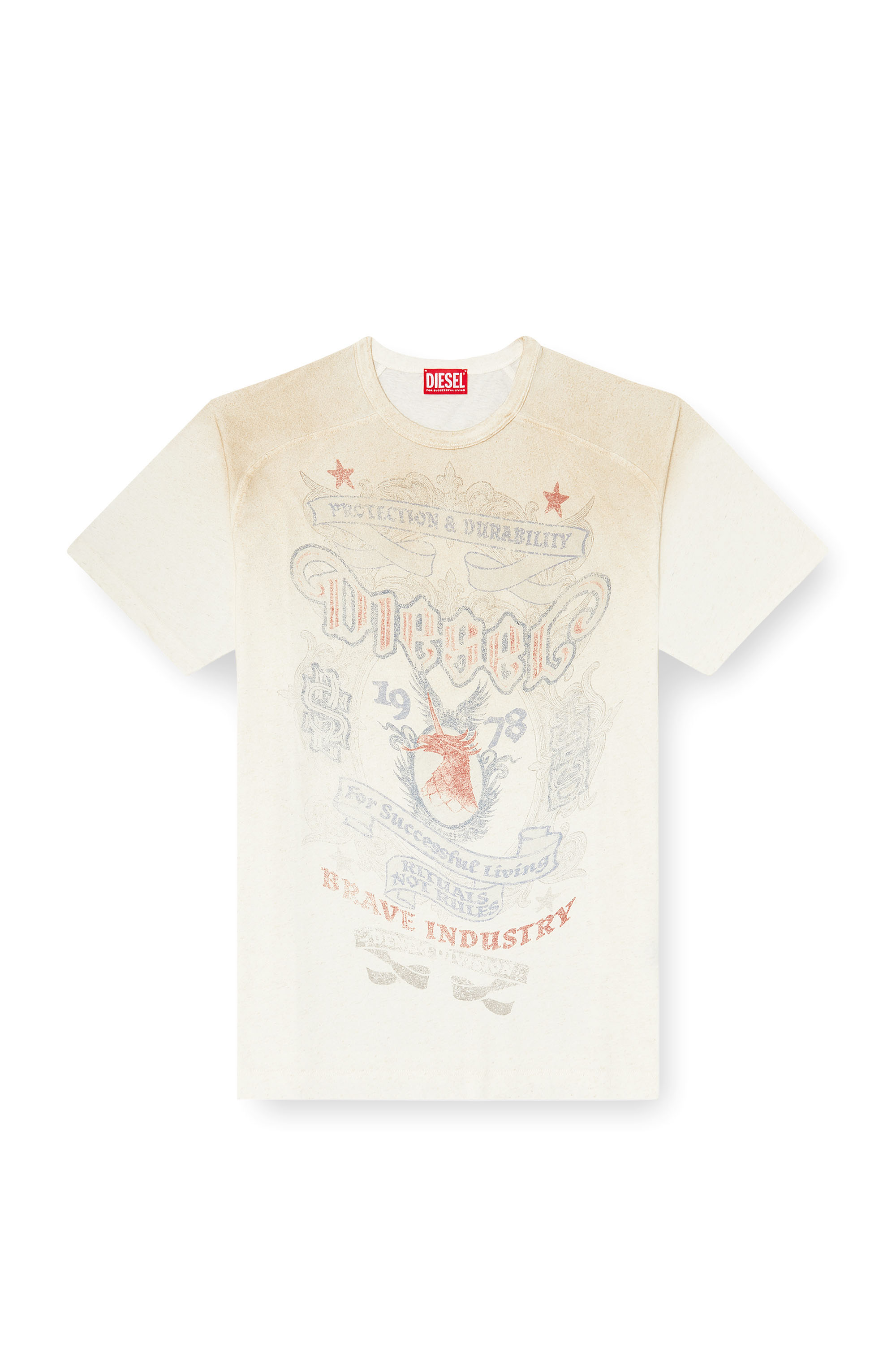 Diesel - T-ALECY, Man's T-shirt with Diesel crest graphic in White - 3