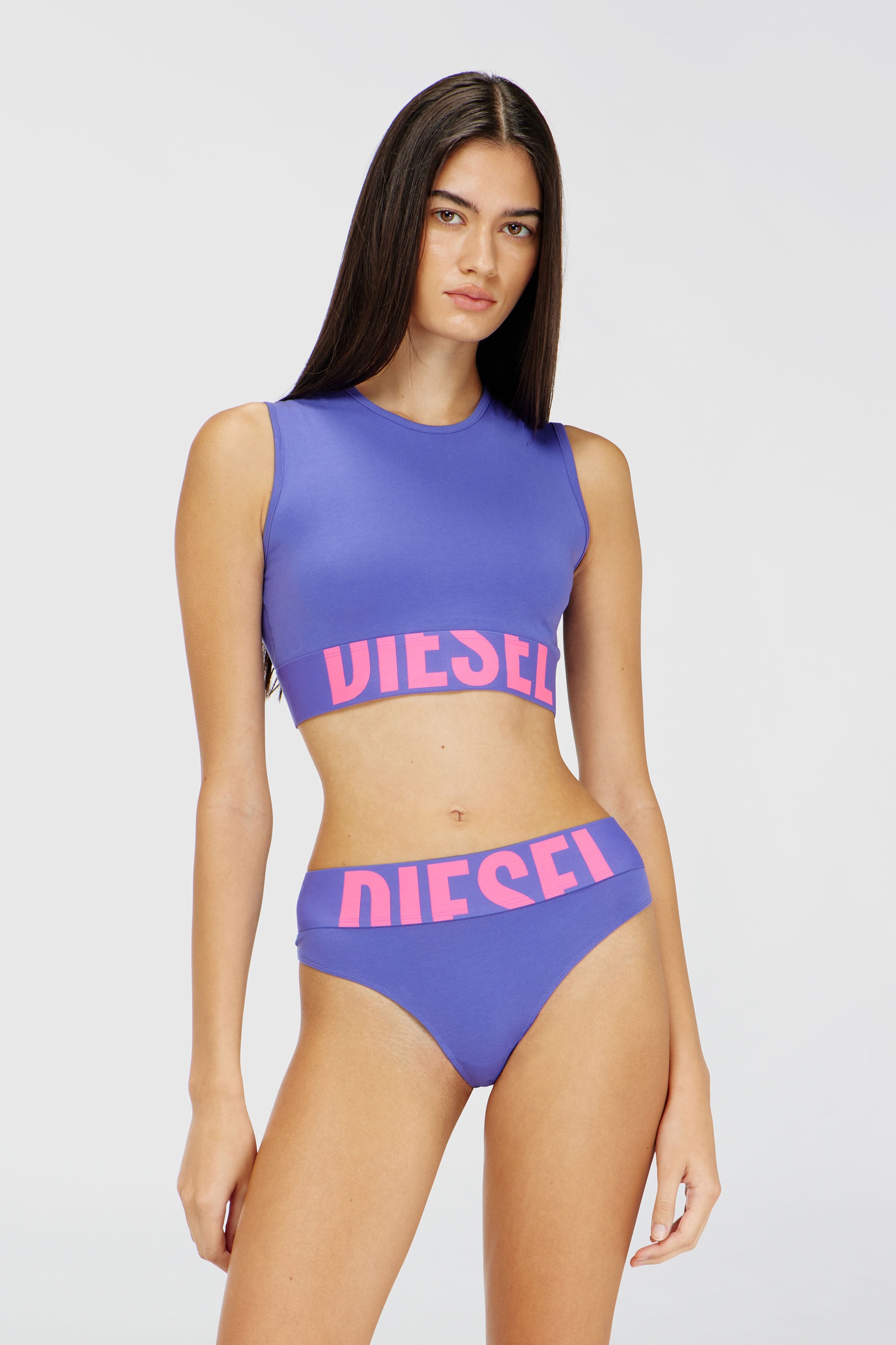 Diesel - ADA-D-POP, Woman's Cropped tank top with cut-off logo in Violet - 1