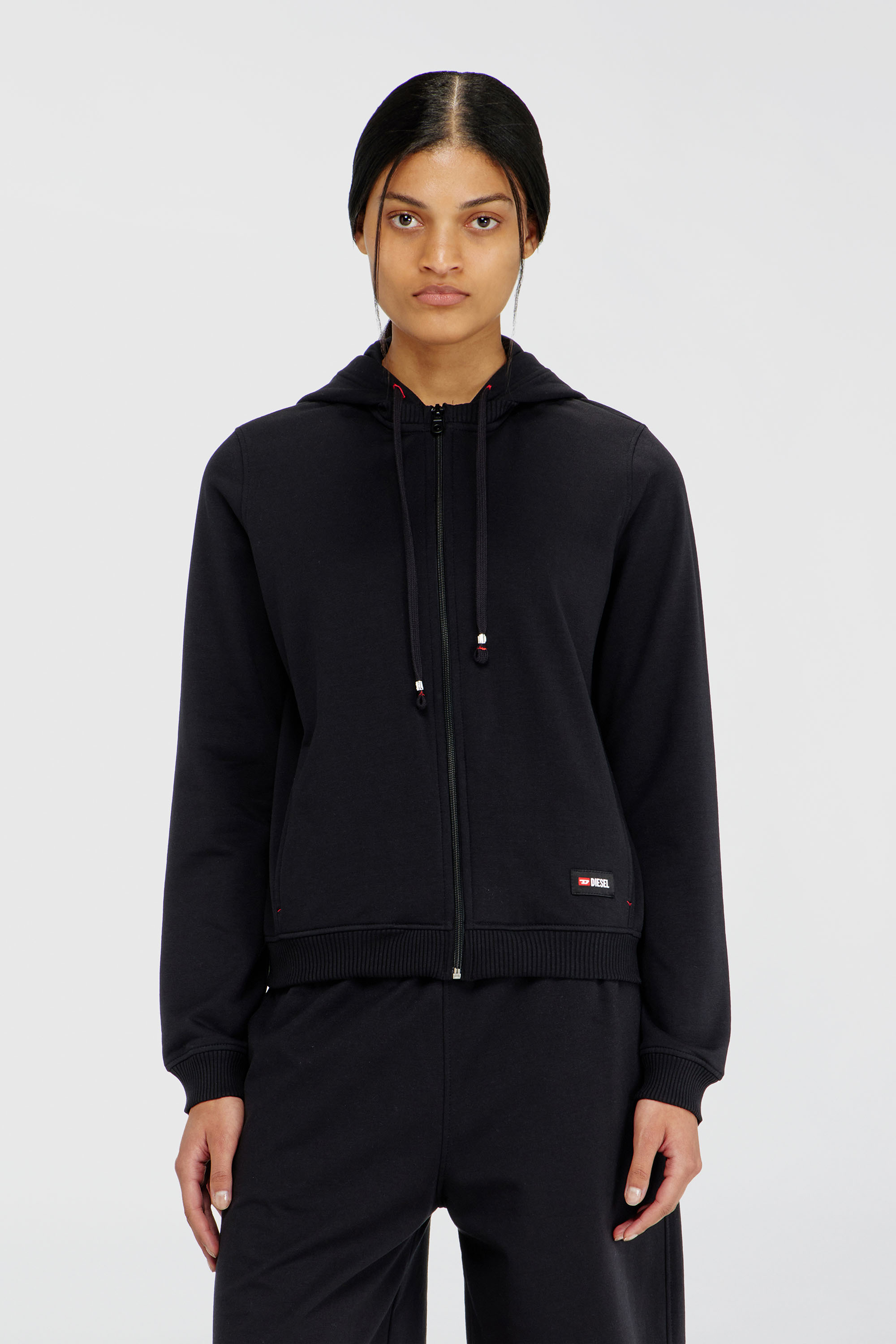 Diesel - HARRIET-D-CORE, Woman's Hoodie in peached cotton blend in Black - 3