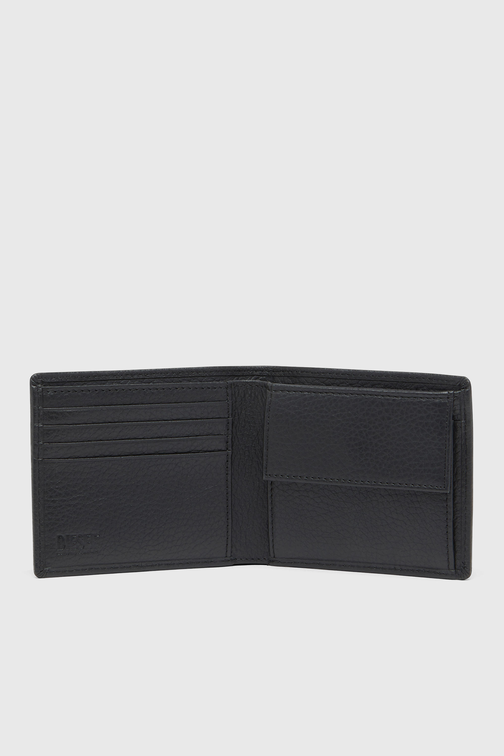 Diesel - BI FOLD COIN S, Man's Bi-fold wallet in grainy leather in Black - 3