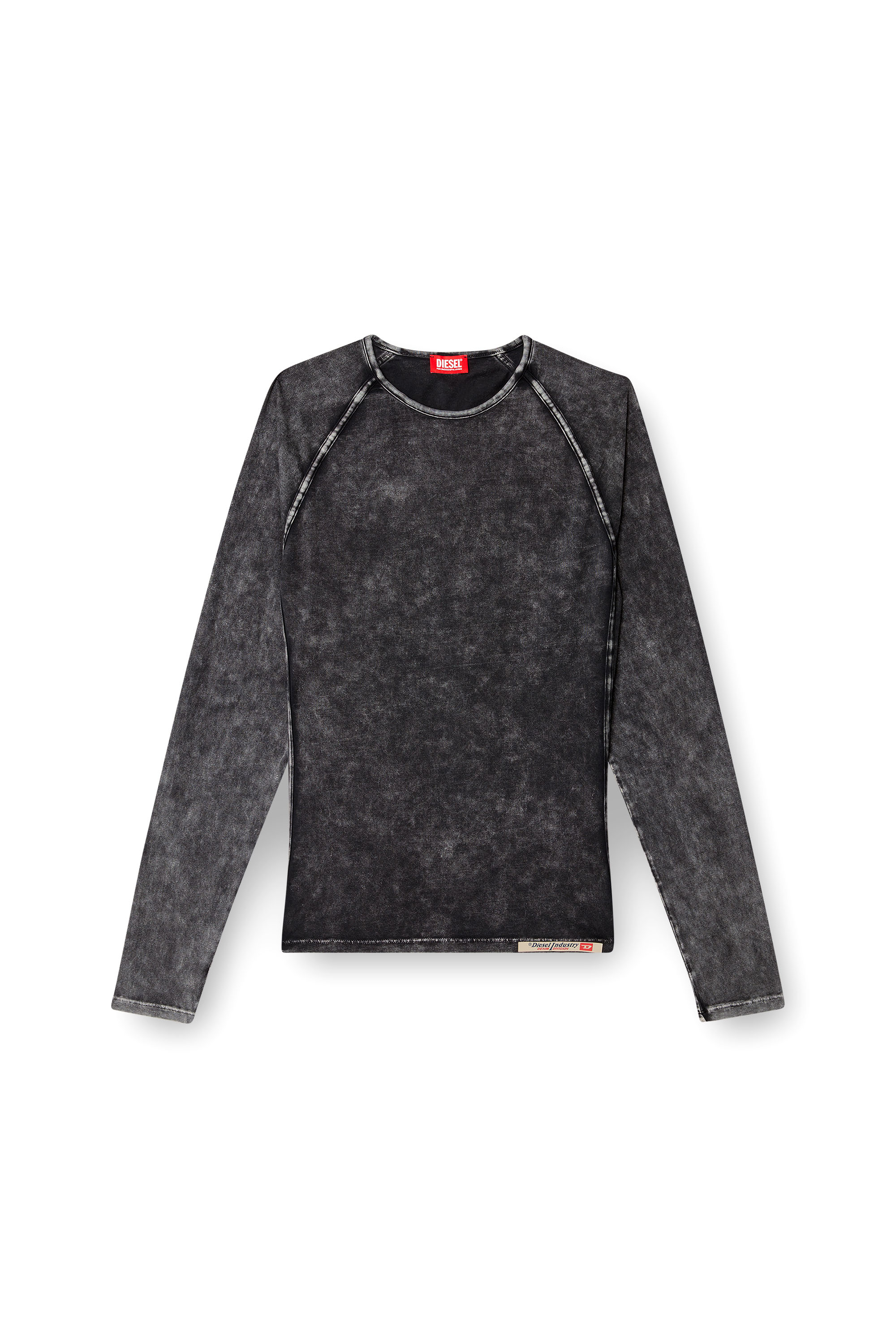 Diesel - EFREM-DNM, Man's Denim effect long-sleeve T-shirt in Black - 2