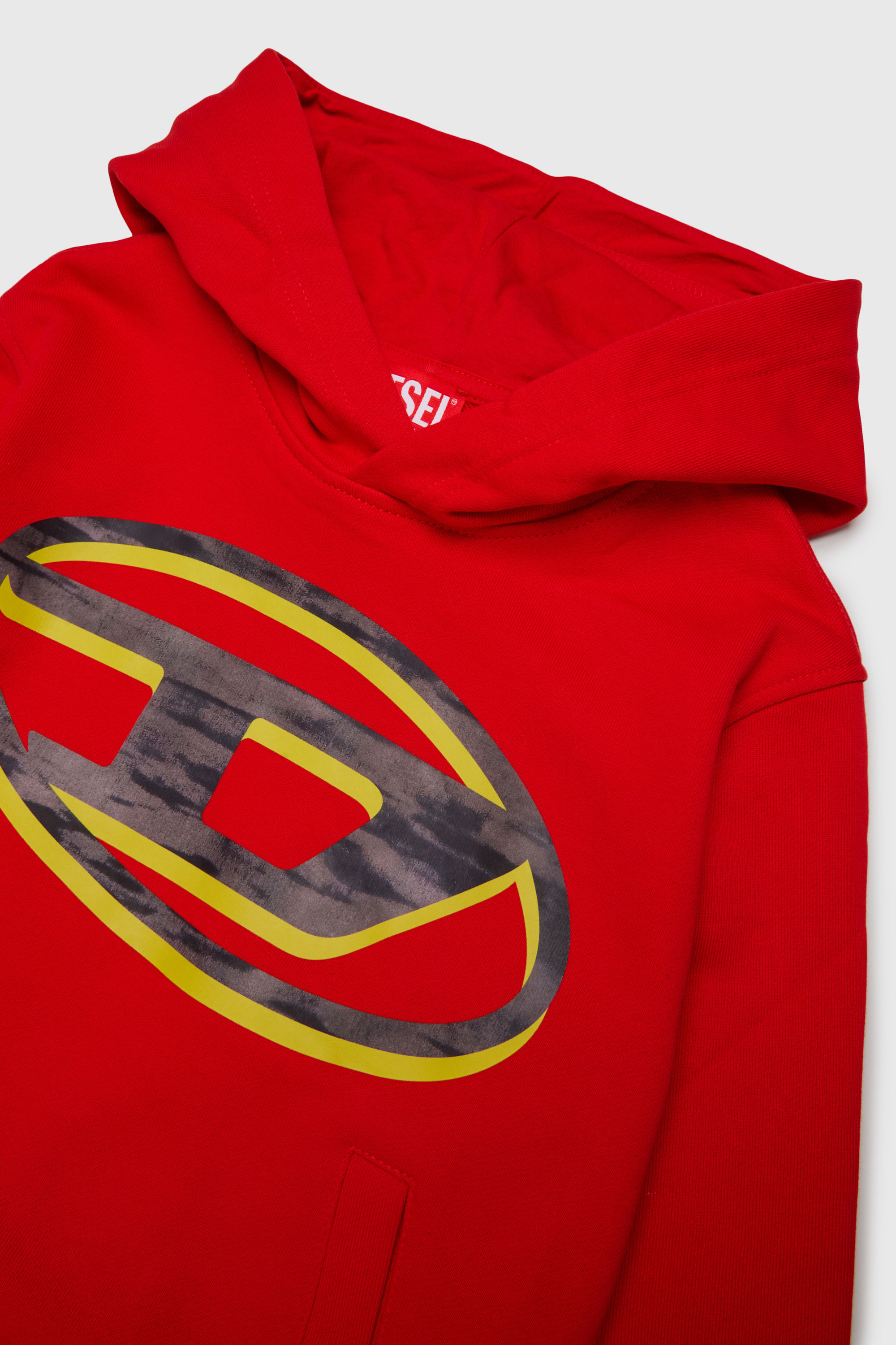 Diesel - SVELLYHOOD OVER, Man's Hoodie with two-tone Oval D print in Red - 3