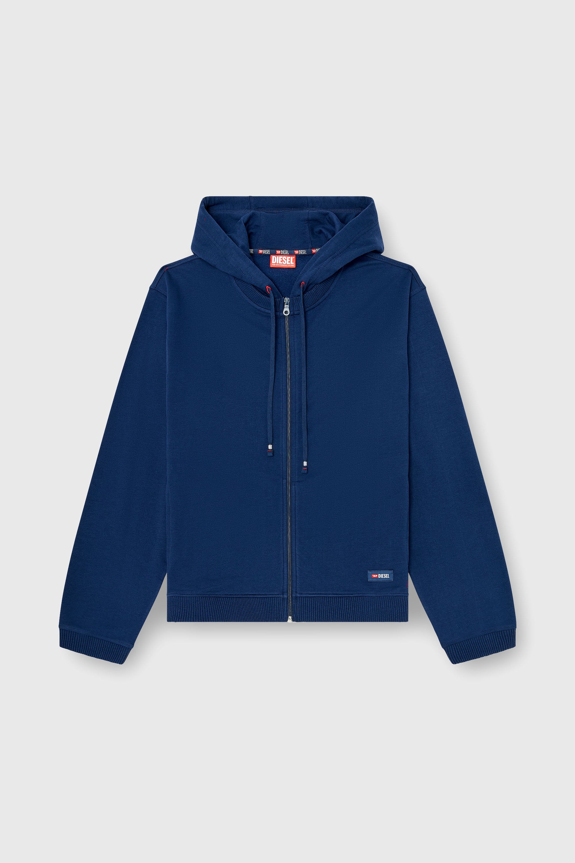 Diesel - JOY-D-CORE, Man's Hoodie in peached cotton blend in Blue - 2
