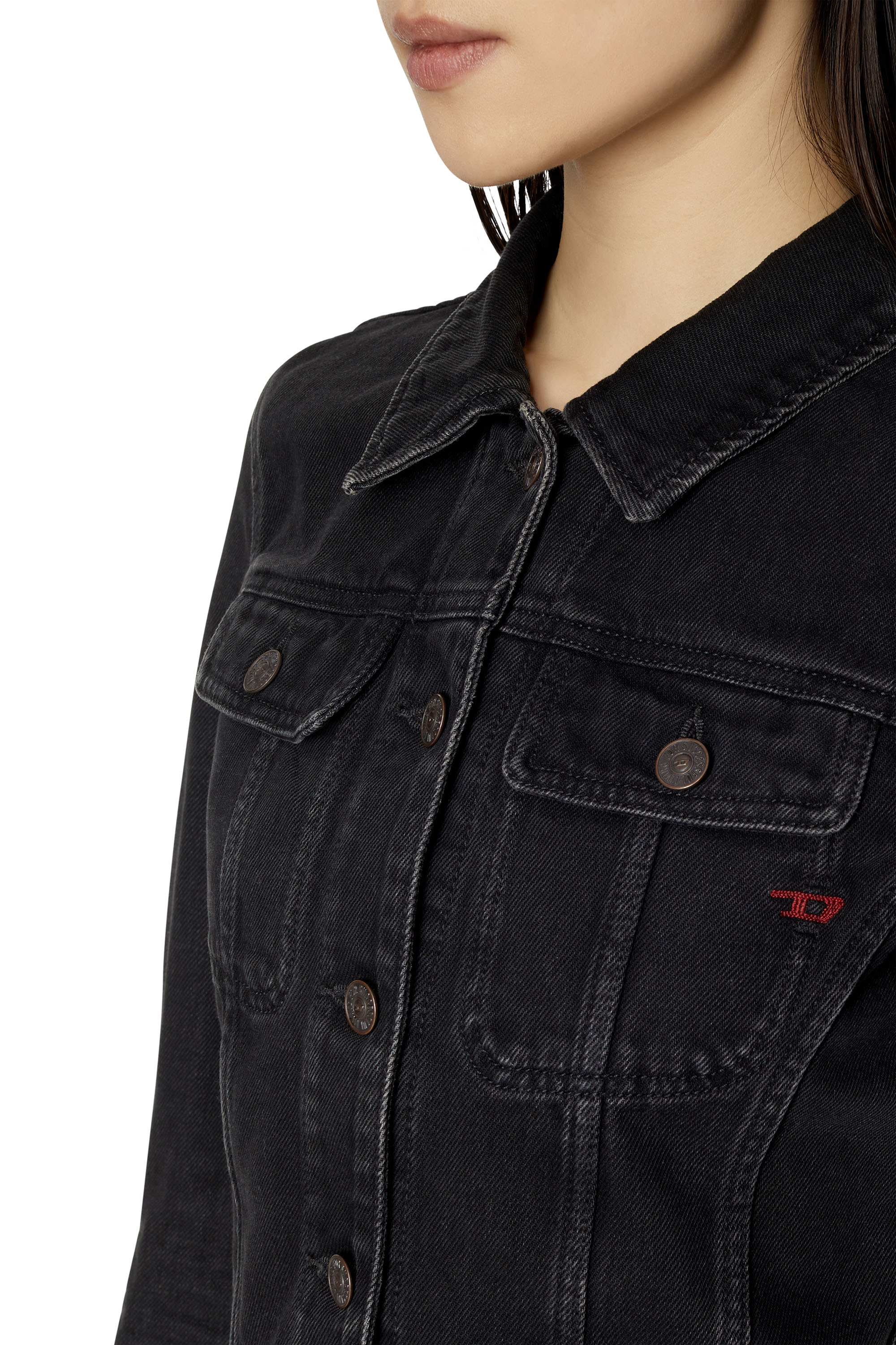 Diesel - DE-SLIMMY TRUCKER JACKET, Black/Dark grey - Image 3