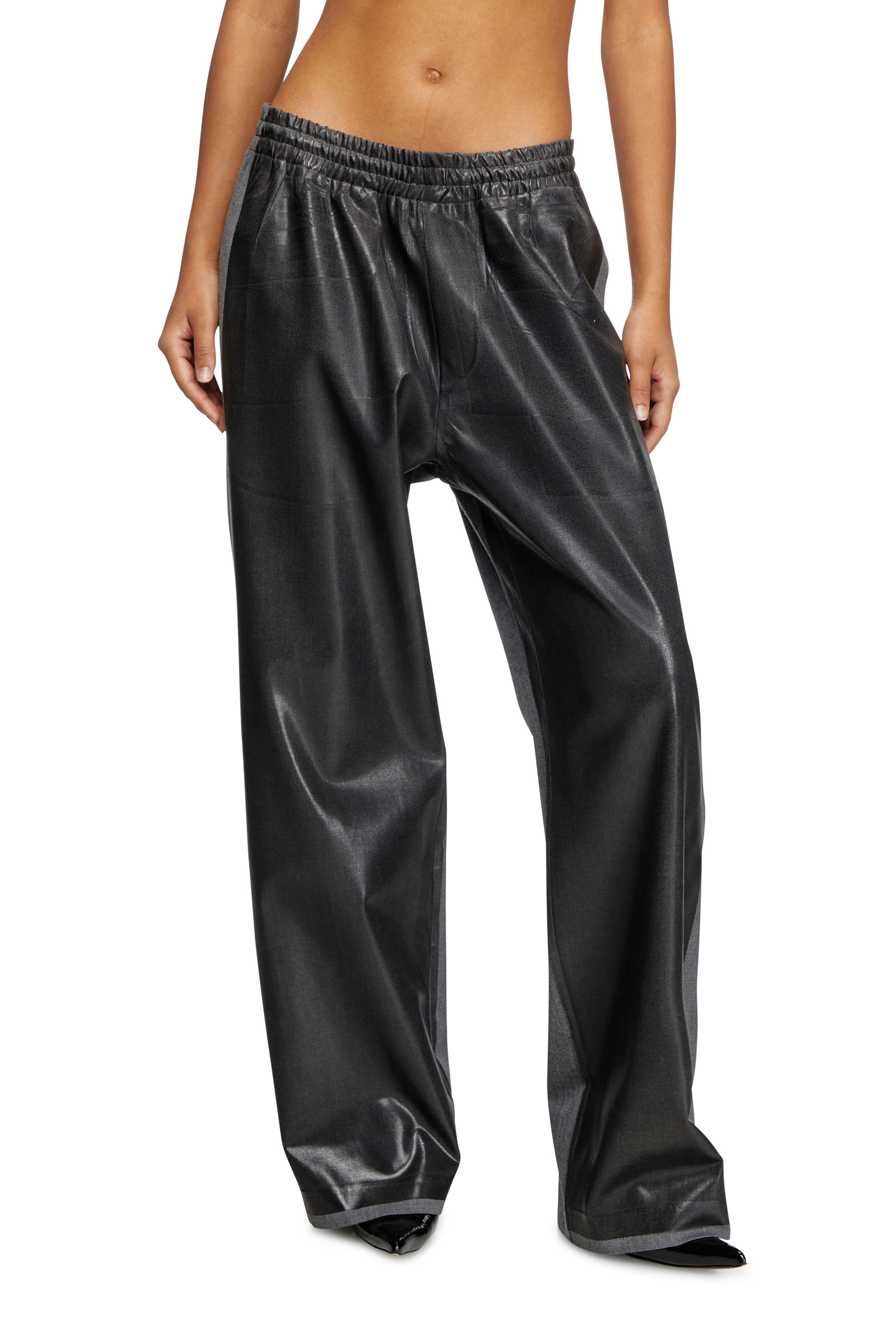 Diesel - P-CLAYS-DD, Unisex's Tailored track pants with coated front in Black - 6