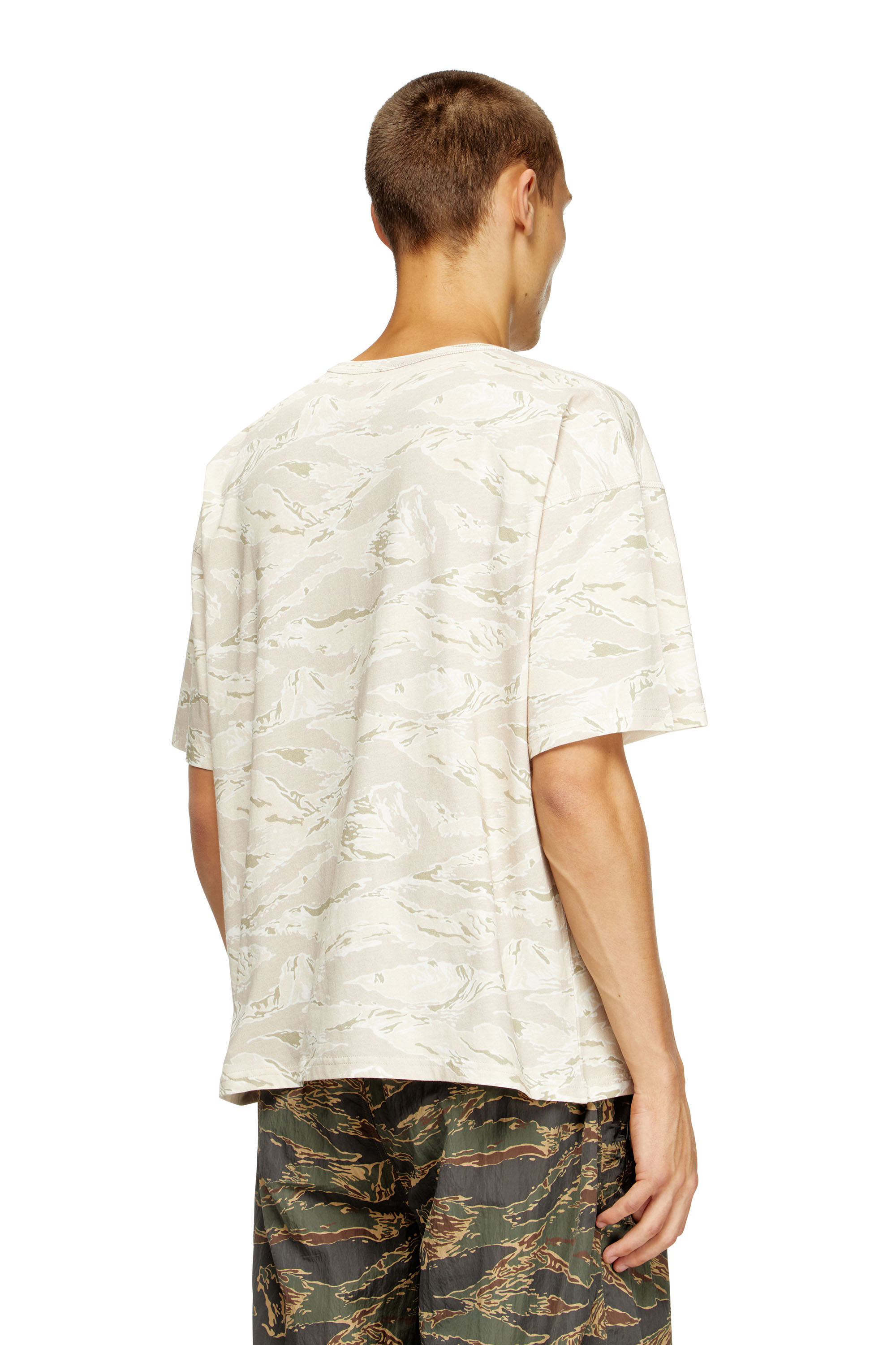 Diesel - T-BOXT-T14, Man's Camo T-shirt with eagle print in Light Brown - 4
