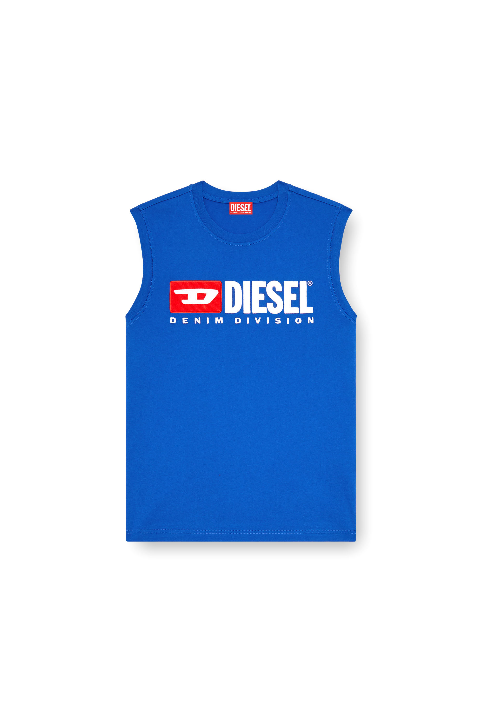 Diesel - T-ISCO-DIV, Man's Tank top with chest logo print in Blue - 3