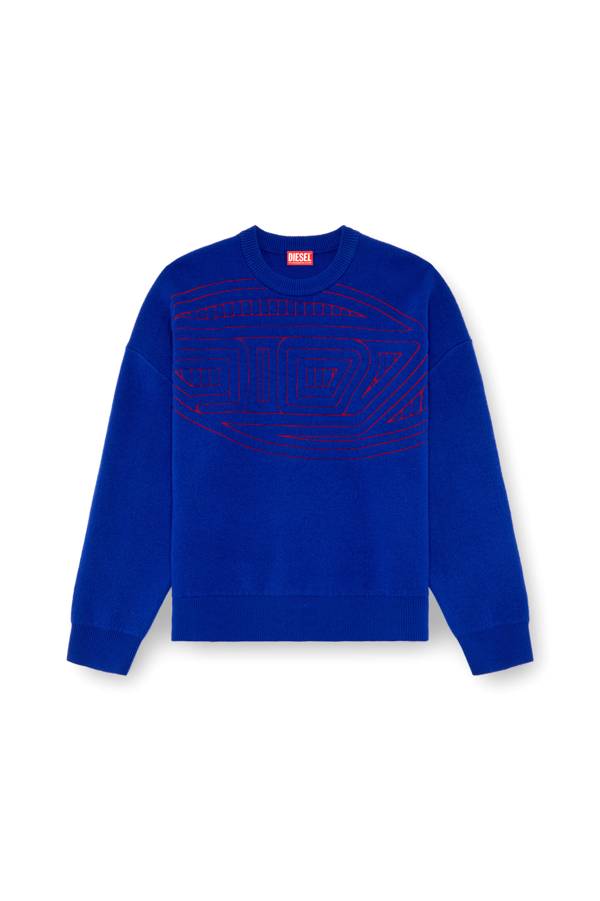 Diesel - K-RATIO, Man's Wool-blend jumper with graphic logo in Blue - 3