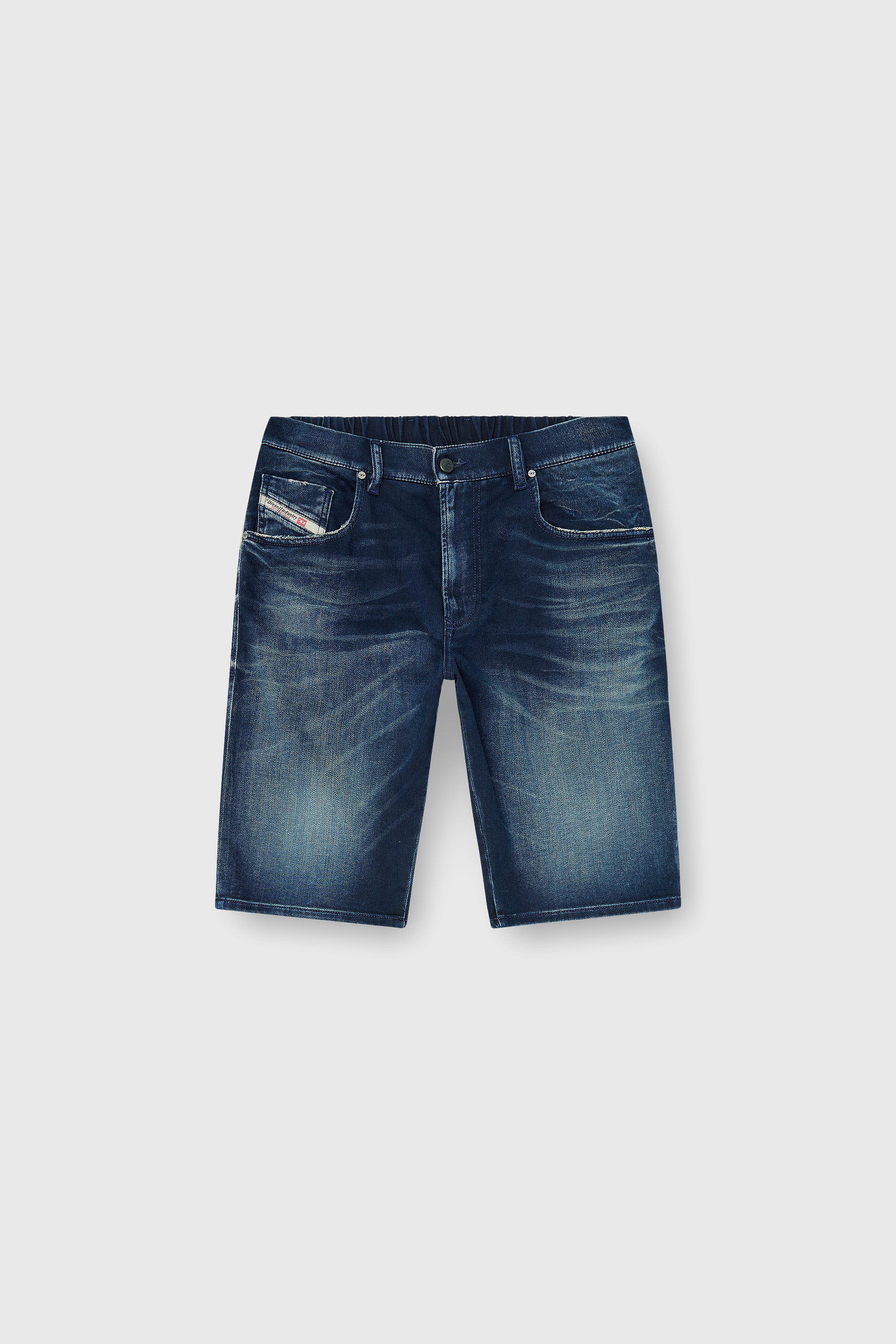 Diesel - 2033 D-KROOLEY-SHORT-BW JOGG, Man's Chino shorts in shaded JoggJeans in Dark Blue - 2