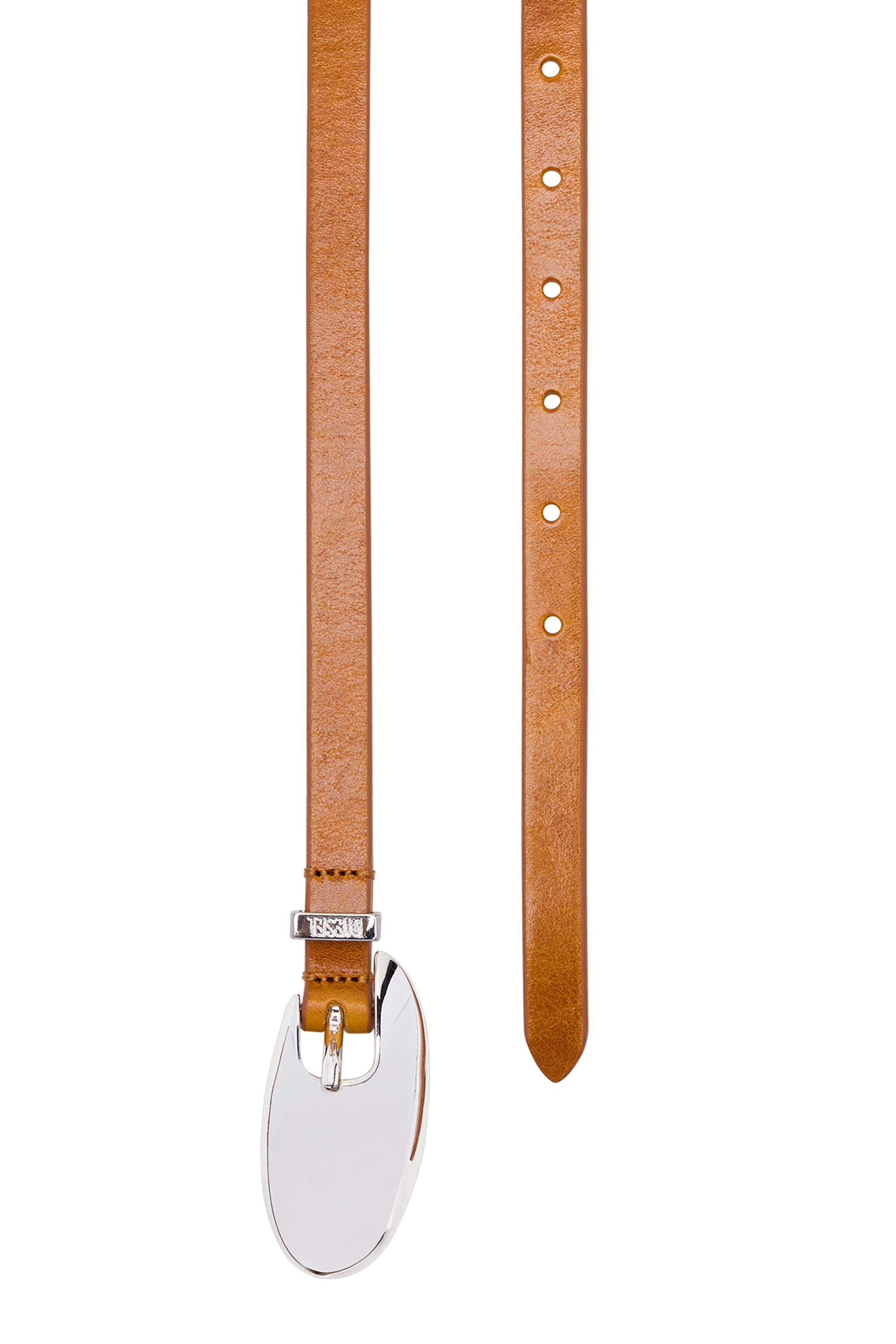 Diesel - B-ROP 15, Woman's 1.5cm leather belt with sculptural buckle in Light Brown - 3