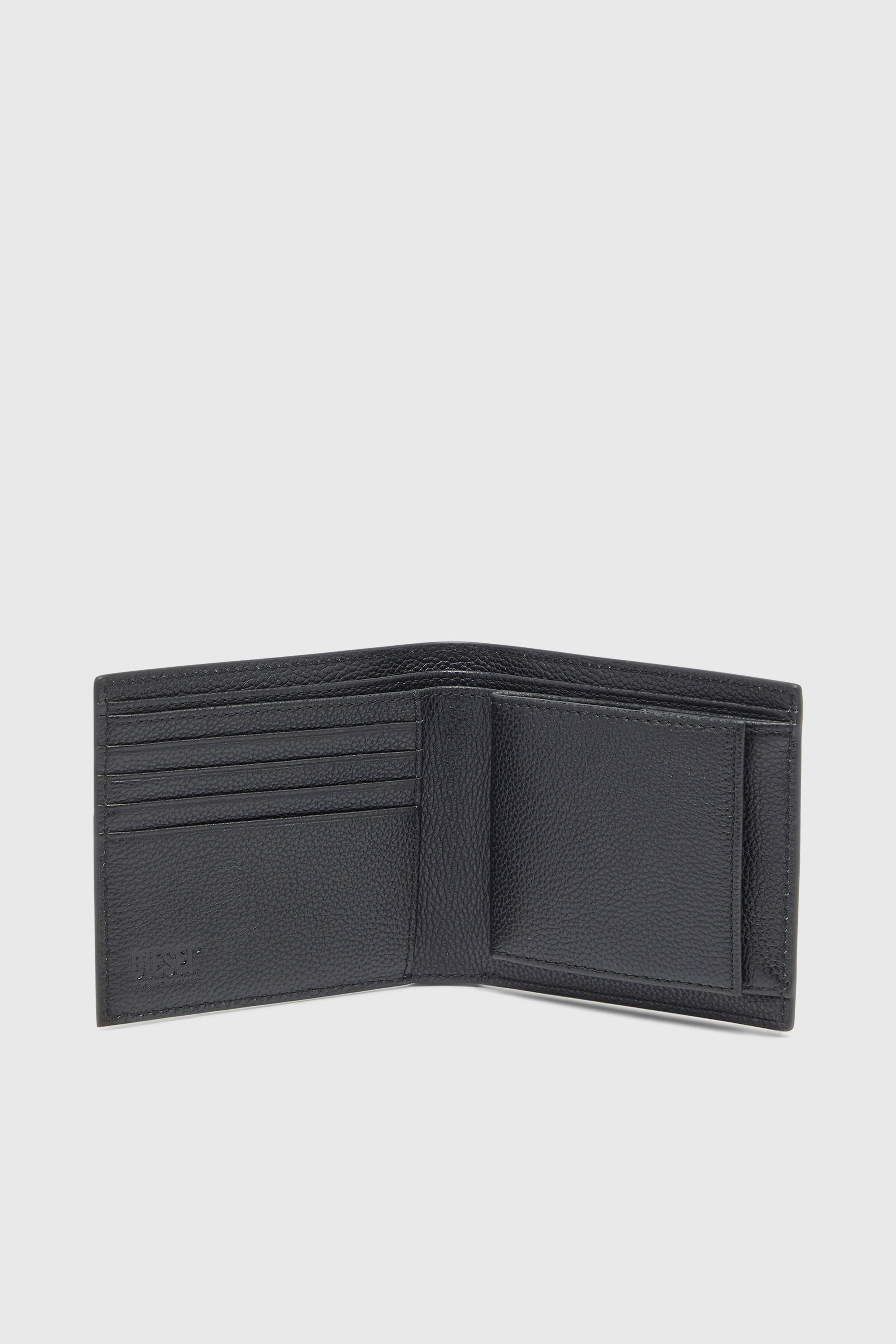 Diesel - 1DR 2.0 BI-FOLD COIN 3D, Man's Bi-fold wallet in grained leather in Black - 3