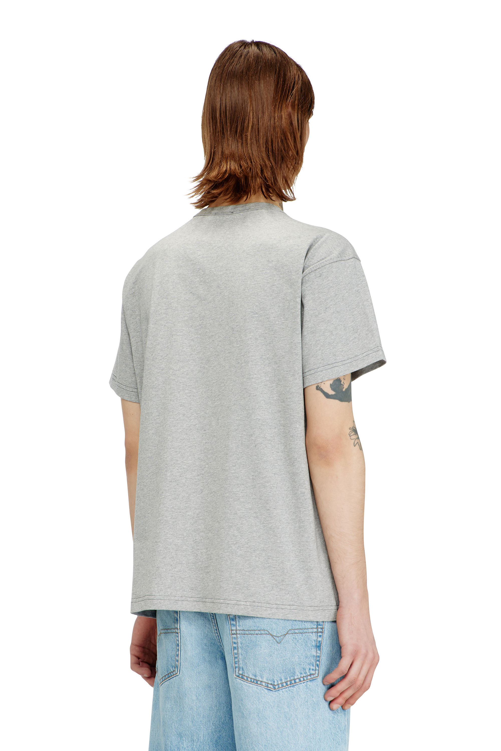 Diesel - T-NORM-DOLPHIN, Man's T-shirt with dolphin and logo print in Grey - 4
