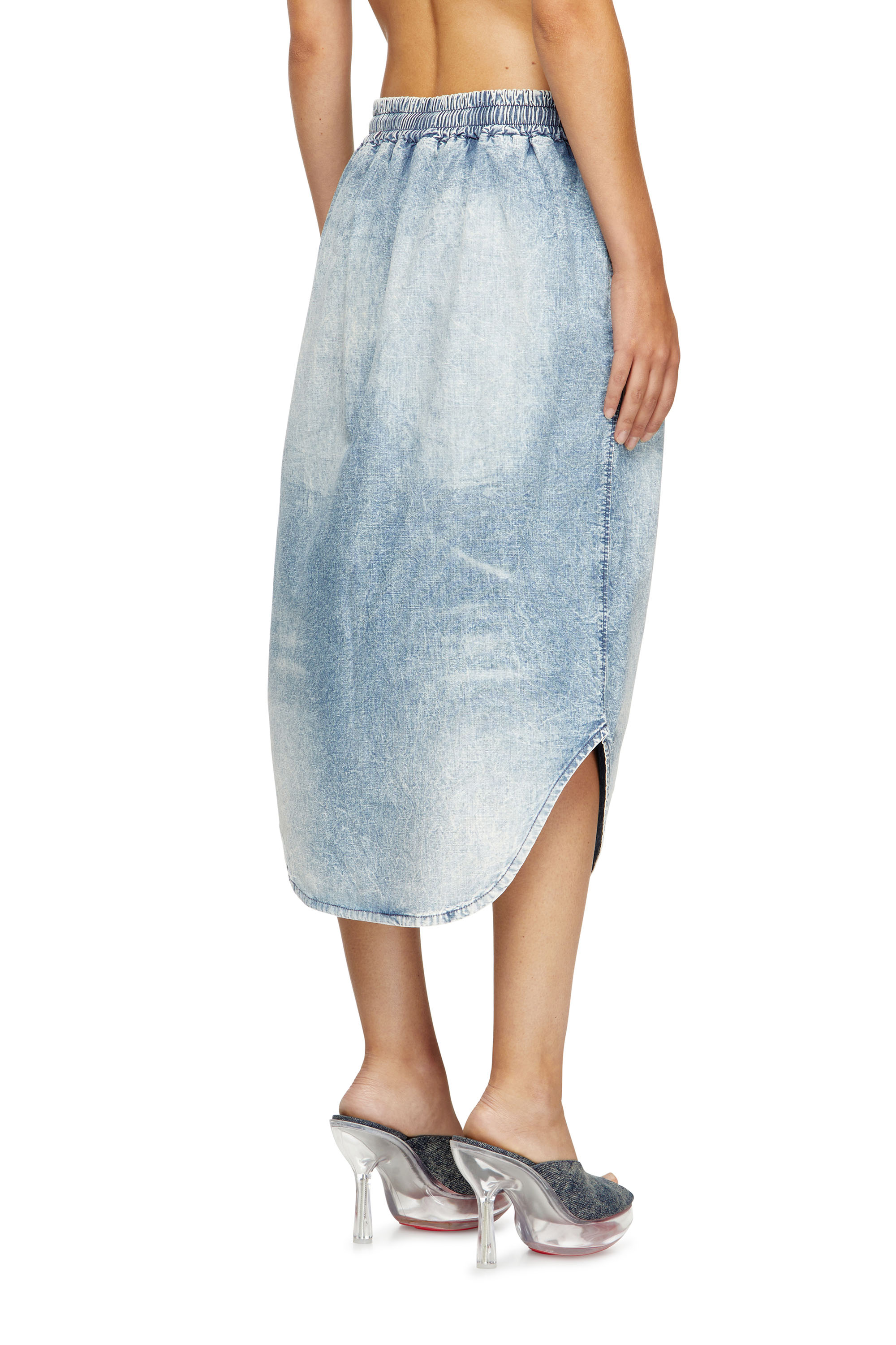 DE-ASHLEY-S, Light Blue Diesel - DE-ASHLEY-S, Woman's Midi skirt in marbled denim in Light Blue - 4