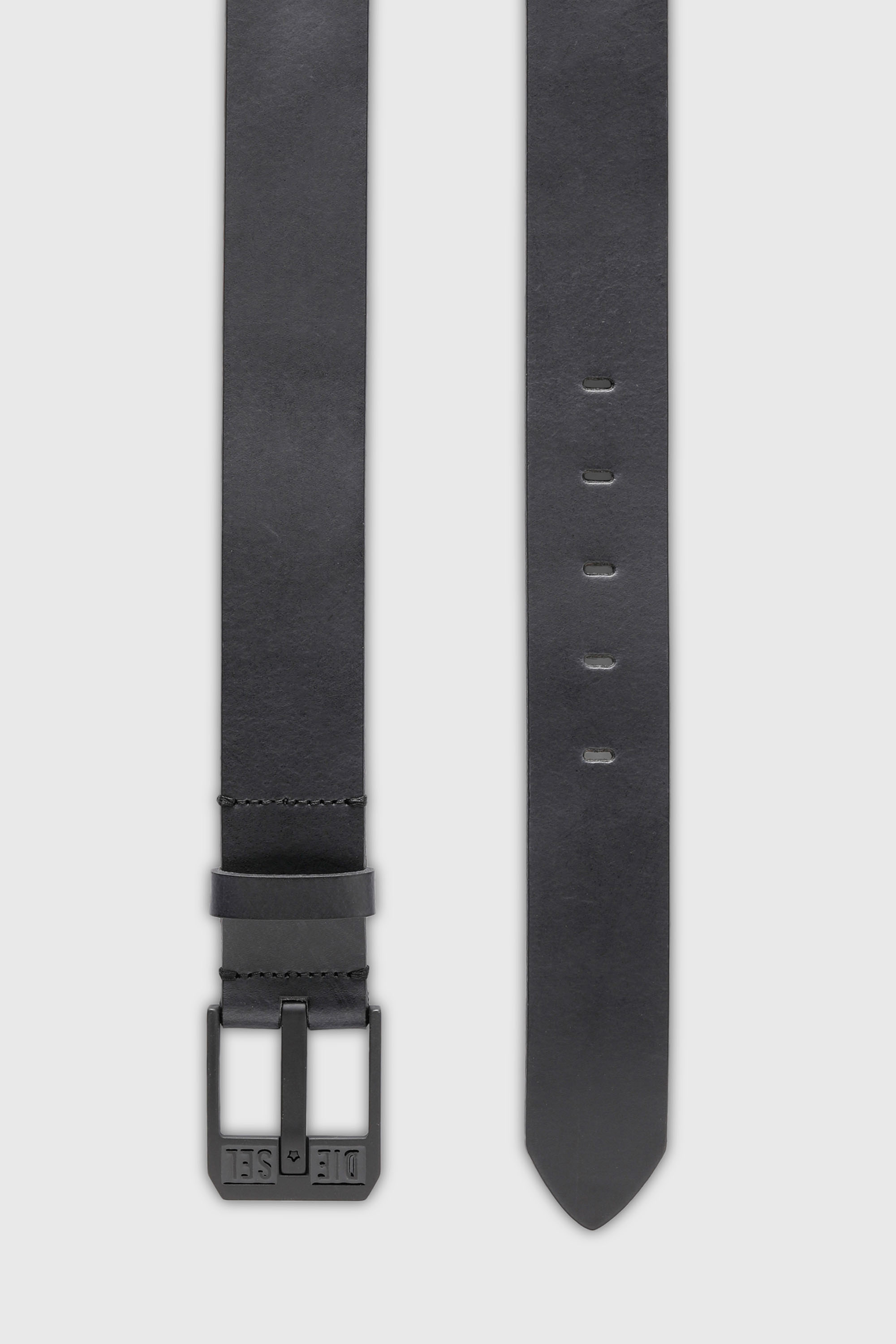 Diesel - BLUESTAR II, Man's 3.9cm leather belt with star logo buckle in Dark grey - 3