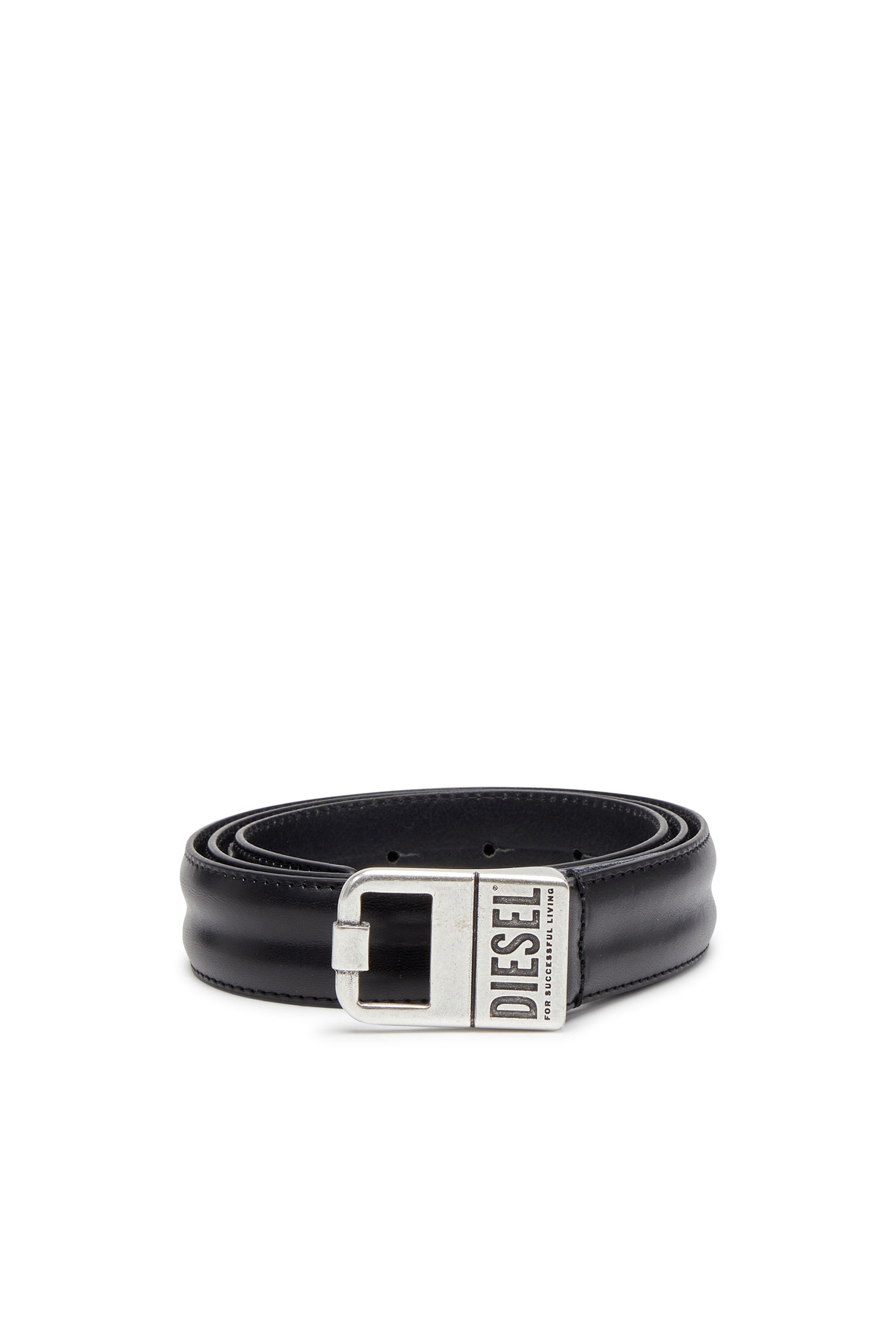 Diesel - B-SQUARE, Man's Leather belt in Black - 1